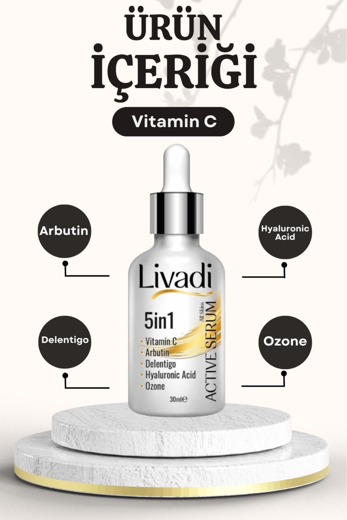 livadi Aktif Serum Cilt Tonu Eşitleme Antiaging Leke Aydınlatıcı Nemlendirici Oxygen 30 ml