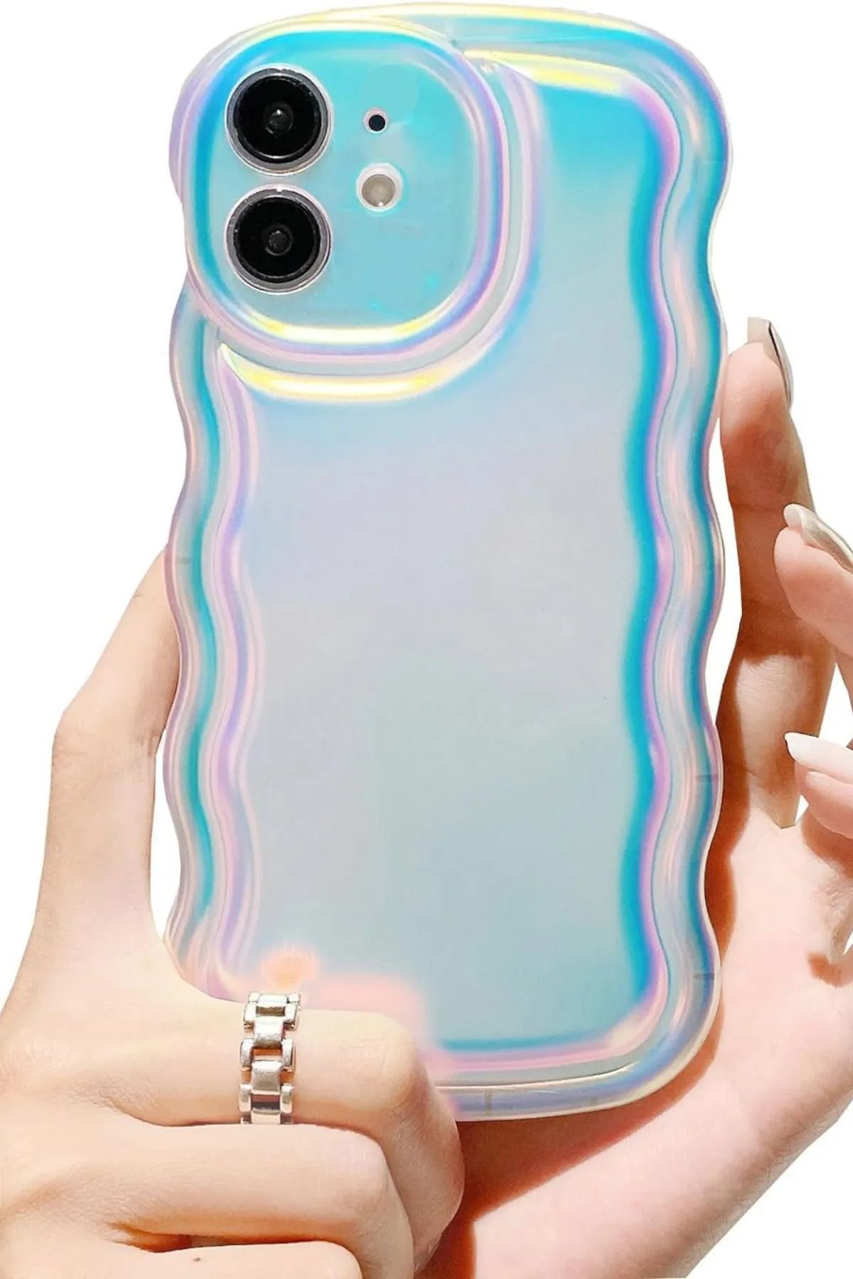 KVK PRİVACY Iphone 12 Kılıf Hologram Kıvrımlı Renk Geçişli Mat Darbelere Karşı Dayanıklı Yumuşak Kapak