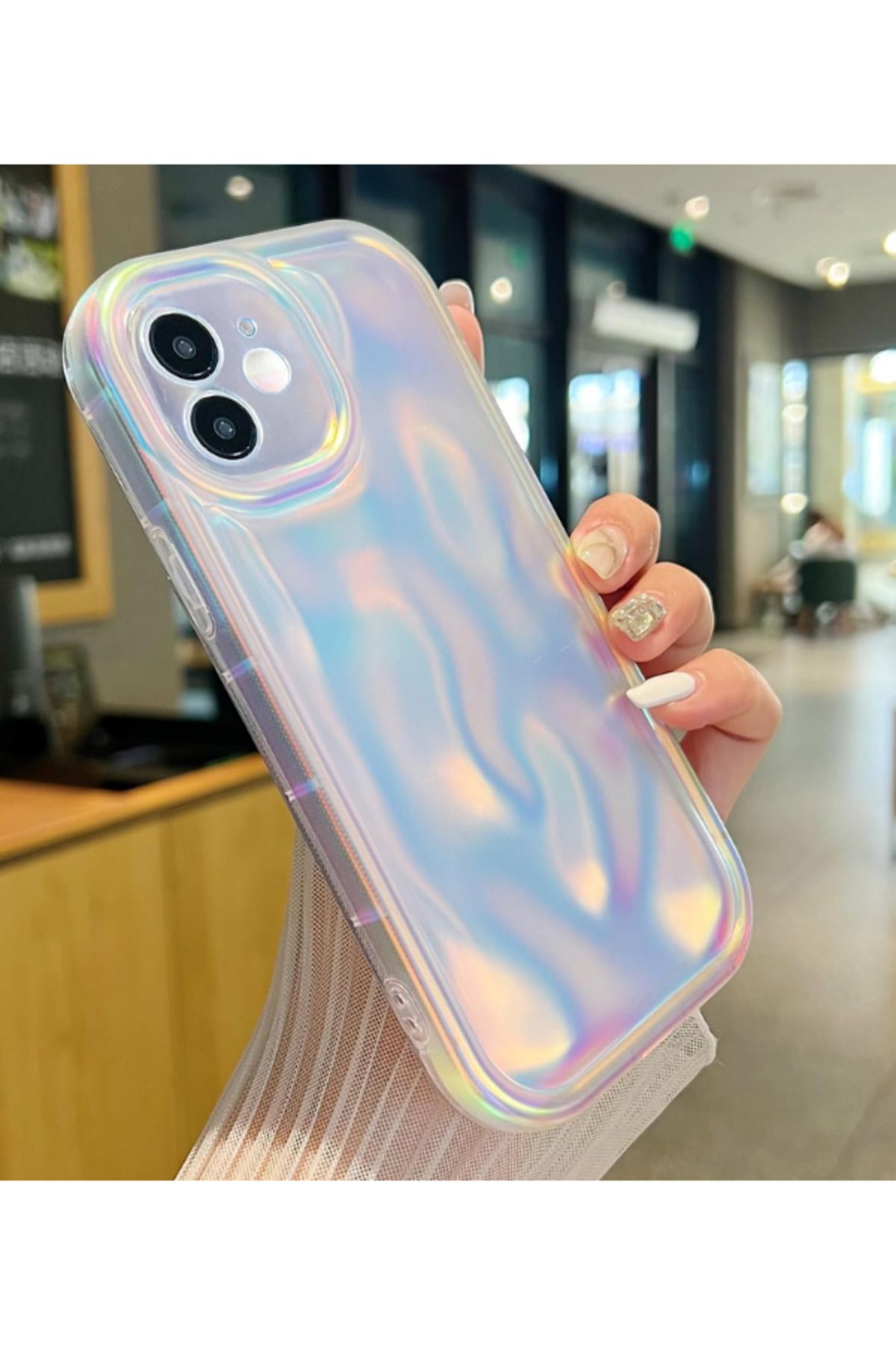 KVK PRİVACY Apple iPhone 11 Kılıf Water Ripple Silikon Parlak Yumuşak Kamera Korumalı Kapak Hologram