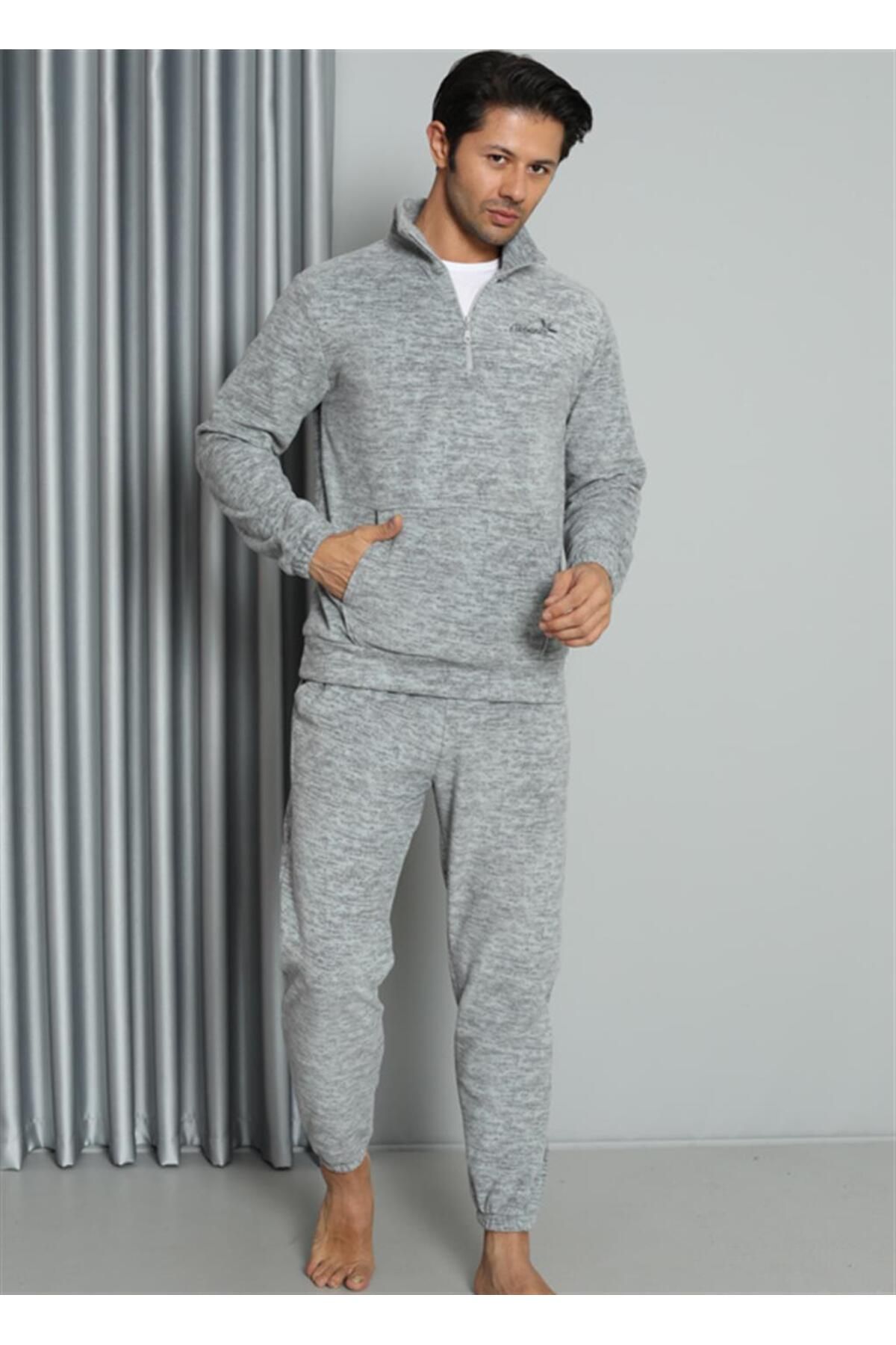 Akbeniz Welsoft Polar Fermuarlı Erkek Pijama Takımı 6840