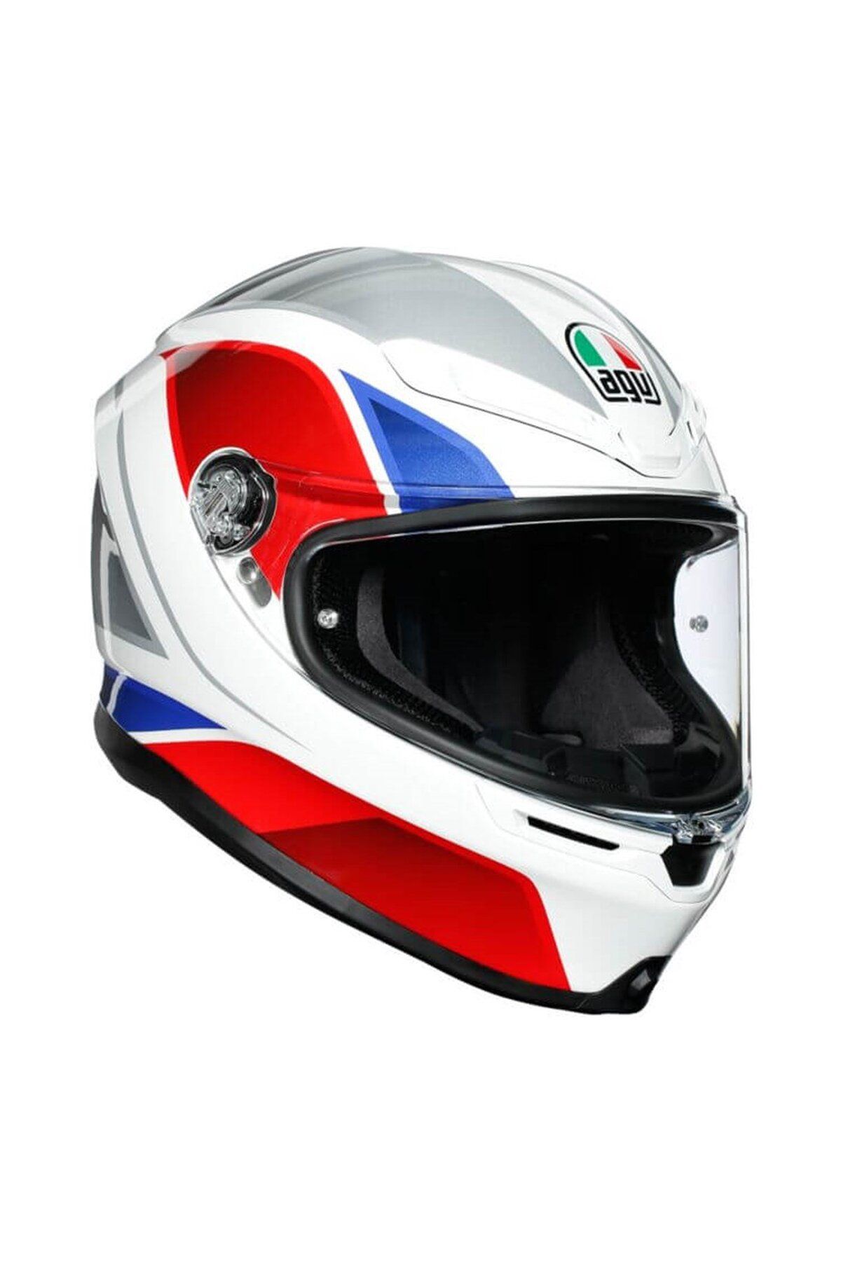 AGV K6 Multi Hyphen Beyaz Kırmızı Mavi Kapalı Kask