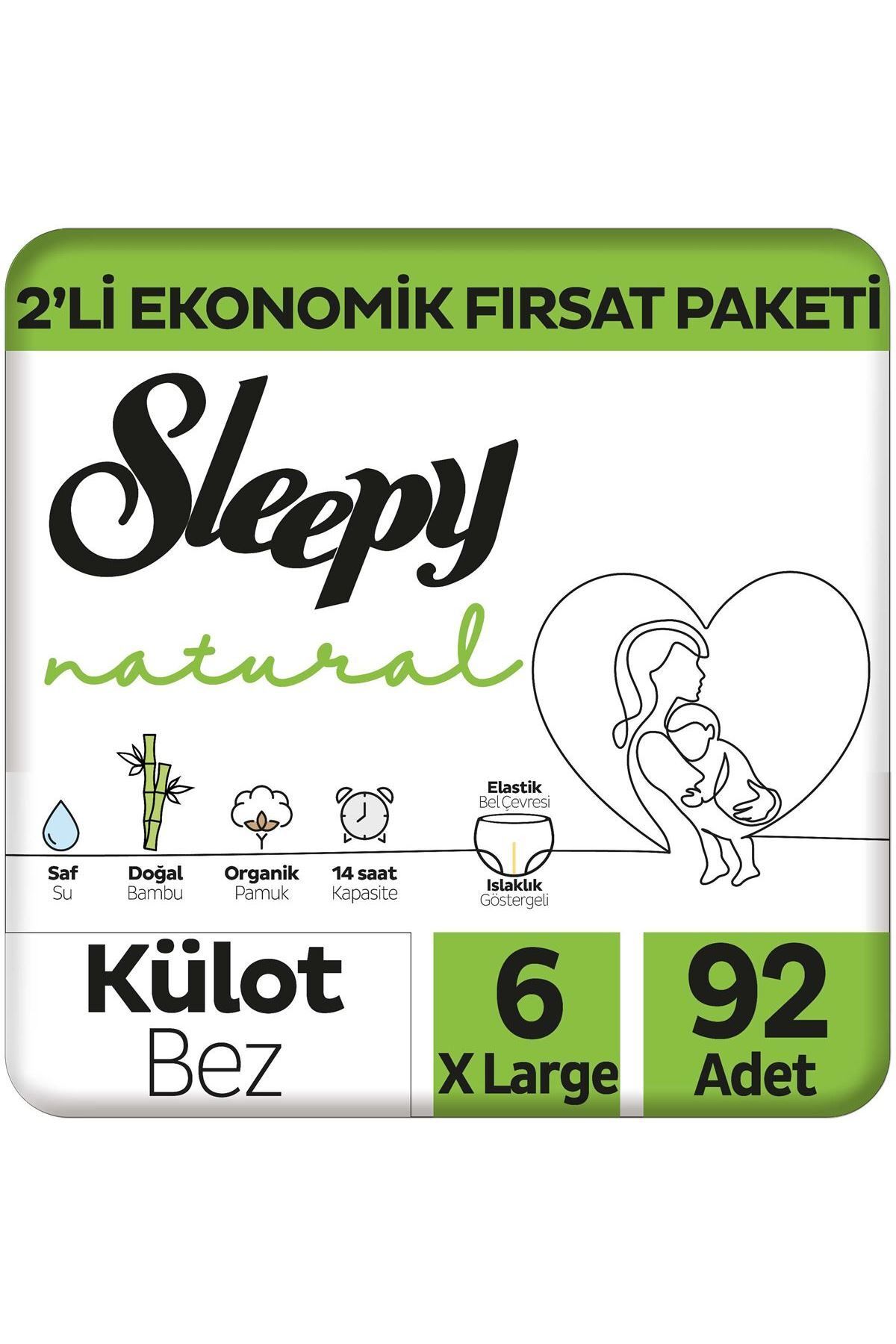 Sleepy Natural 2'li Ekonomik Fırsat Paketi Külot Bez 6 Numara Xlarge 92 Adet