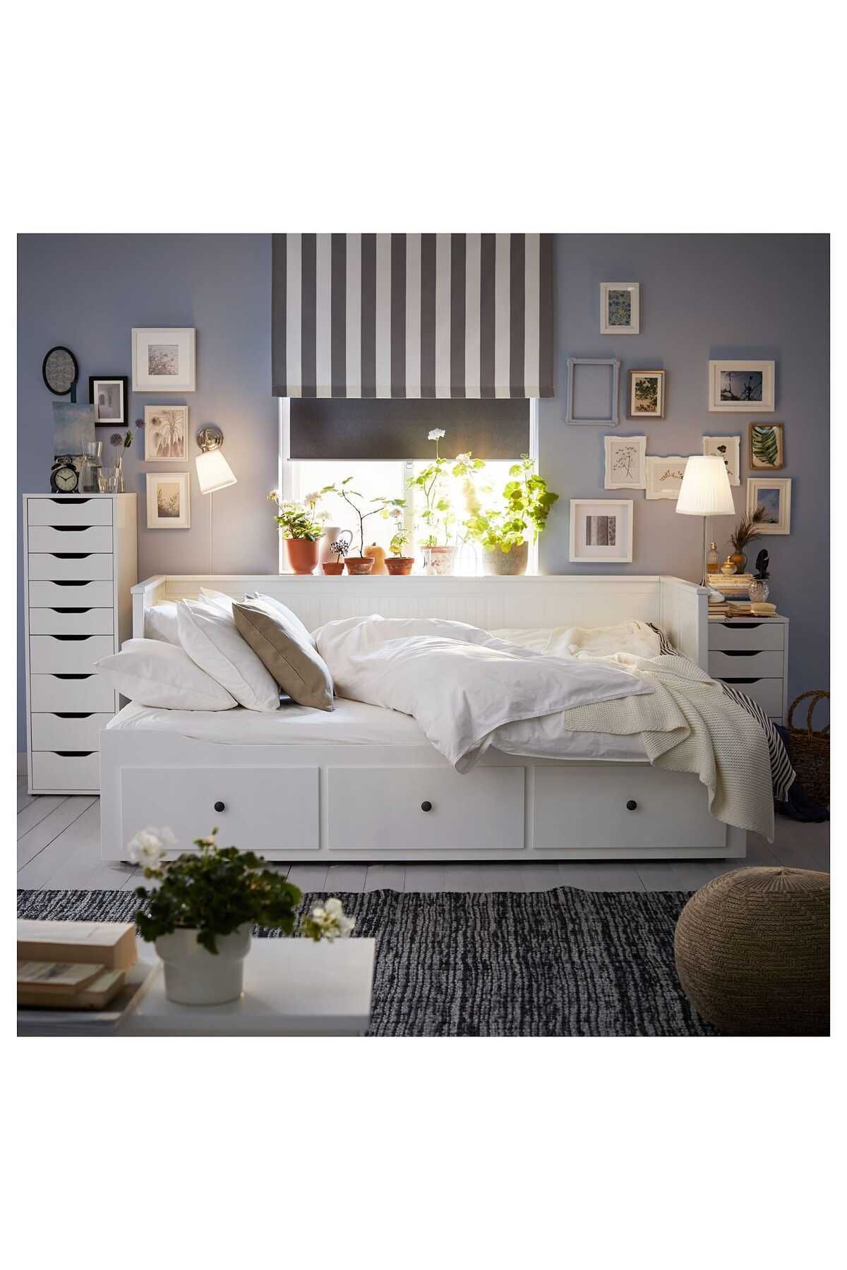 IKEA NEMOSTORE  IKEA  HEMNES  divan, beyaz, 80x200 cm  Açılabilir Divan  Saklama Alanı,,Bazalı,Çekyat
