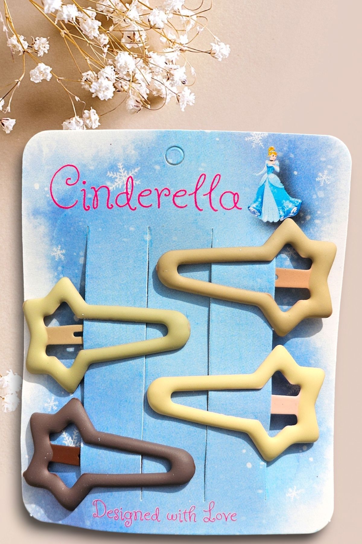 Cinderella Kayan Yıldız Çıtçıt Toka Seti - Mat Soft Renkli Çıt Çıt Saç Tokası - Kız Çocuk Çıtçıtlı Yan Toka