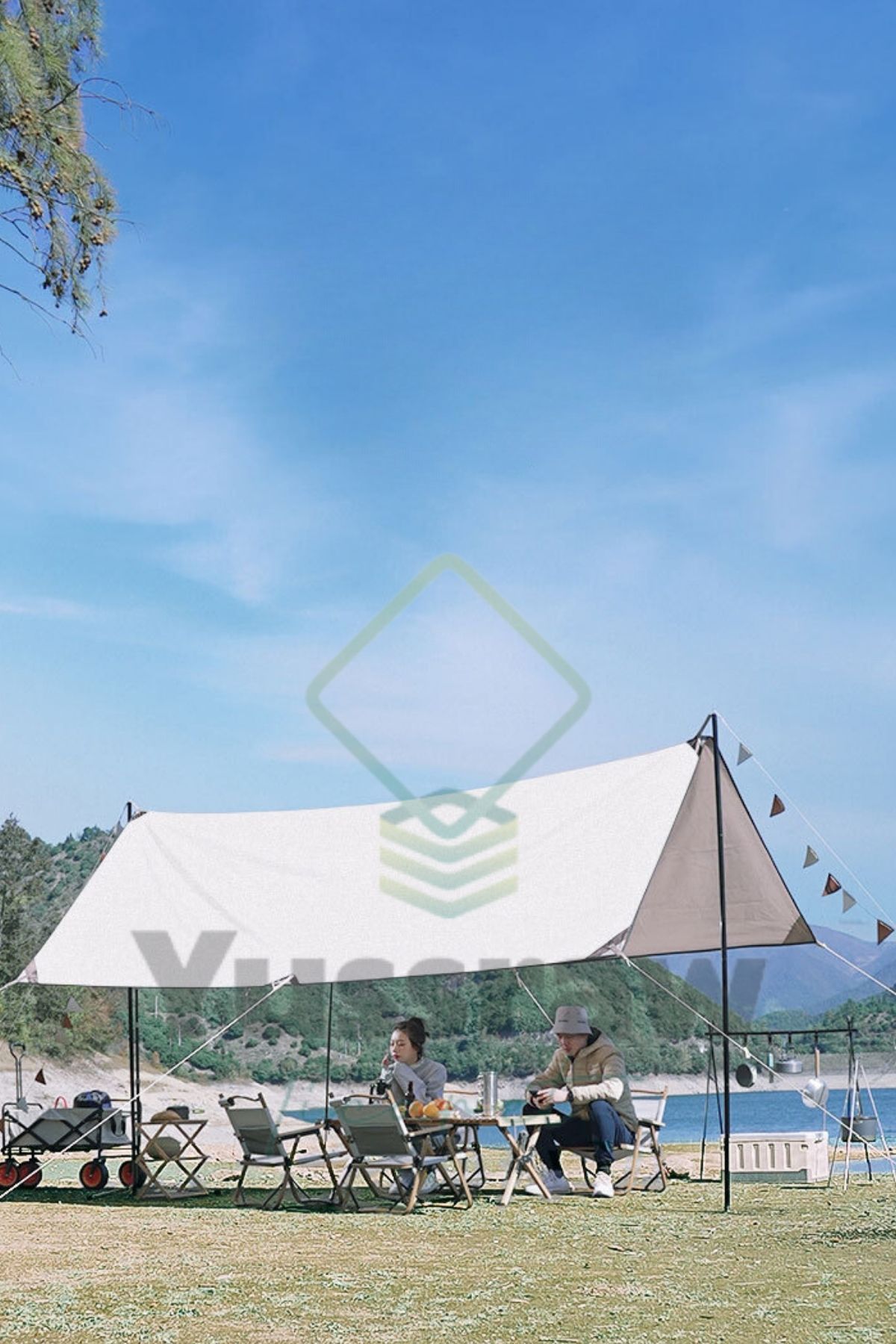 Yussraw Güneşlik Tente Plaj, Kamp Dayanıklı Oxfor Kumaş Su Geçirmez Gölgelik Çadır 500*300 Cm