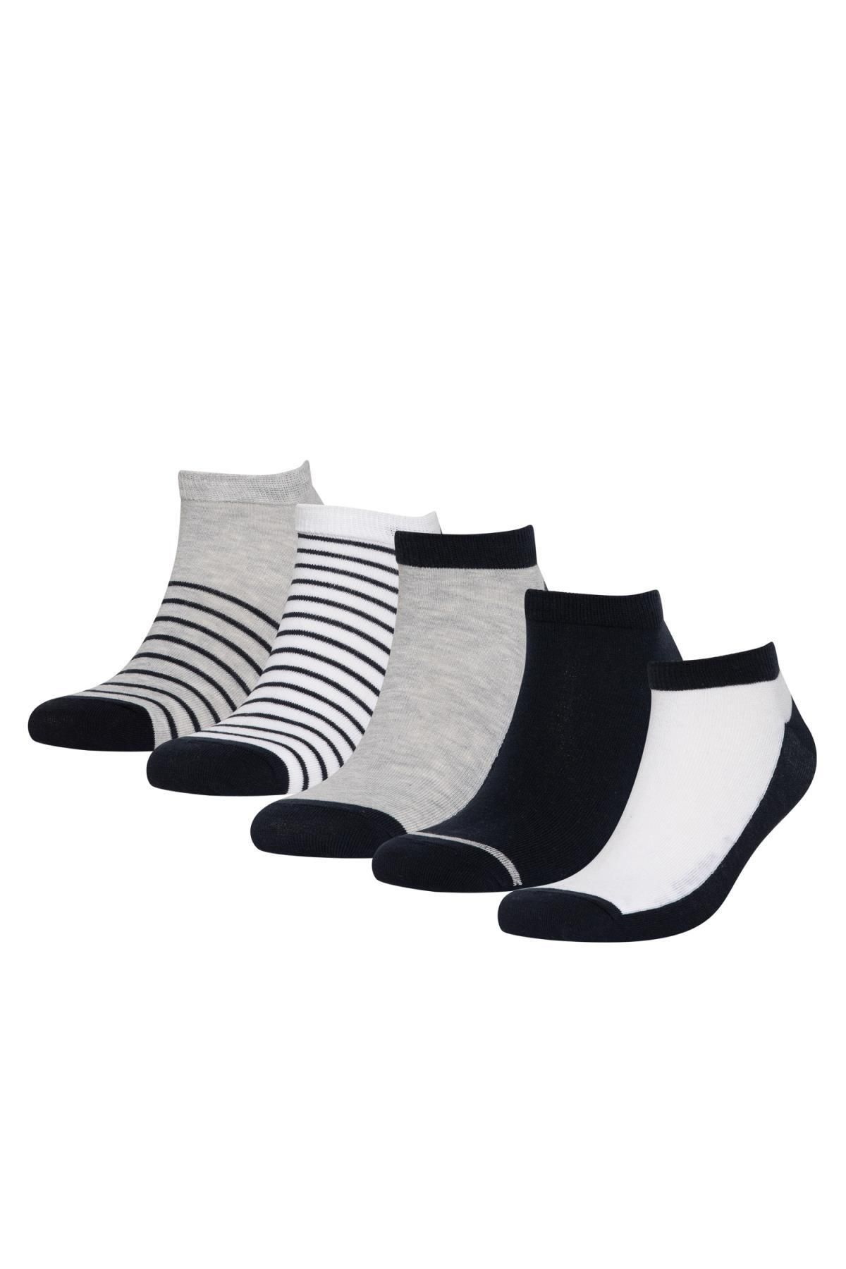 Defacto Erkek Çizgili 5'li Pamuklu Patik Çorap C0135axns