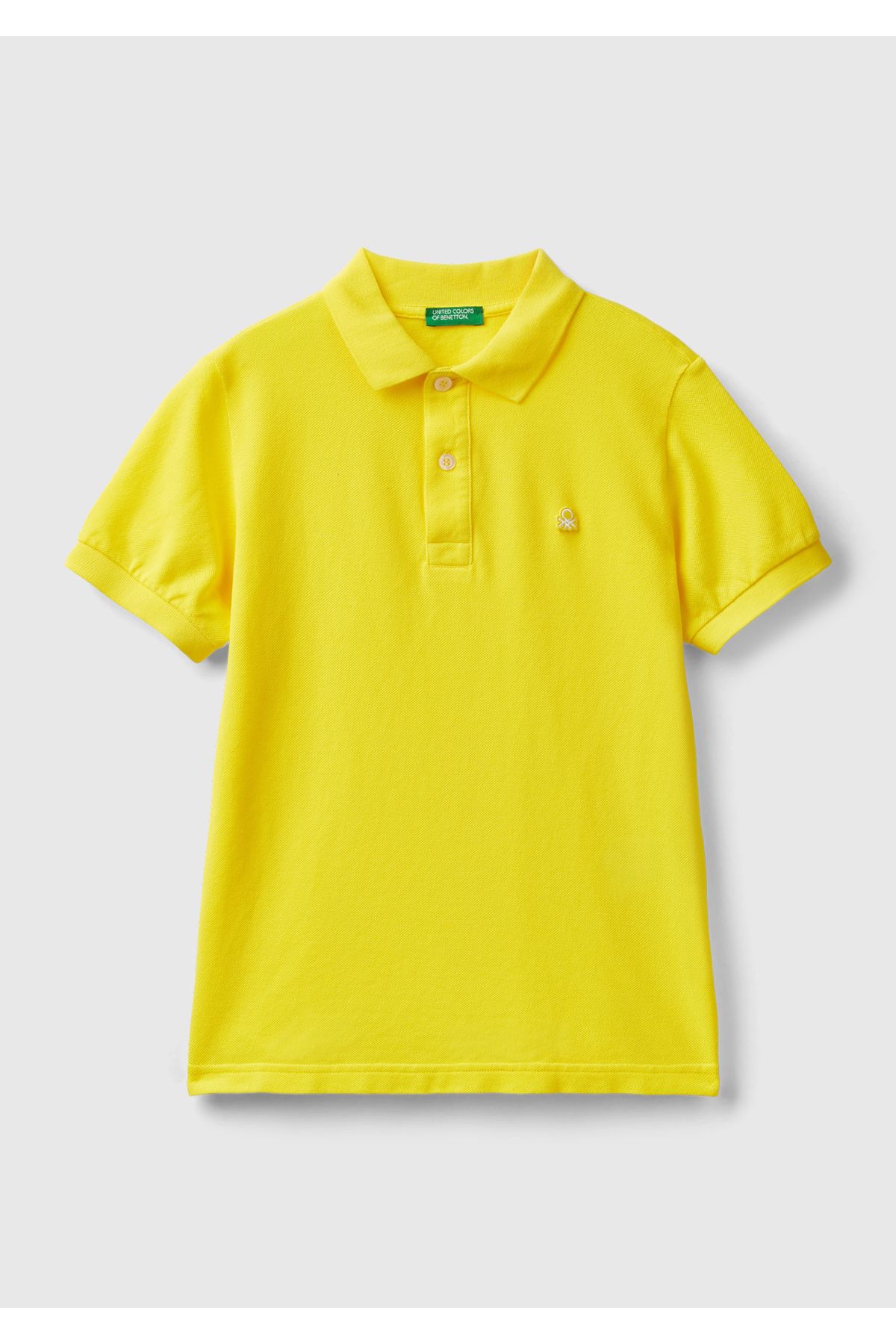 United Colors of Benetton Erkek Çocuk Neon Sarı Logolu Pike Polo T-Shirt