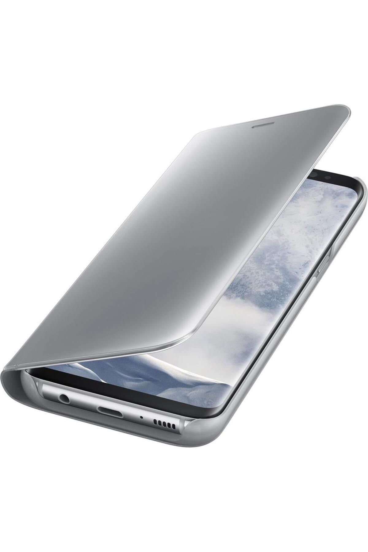 Samsung Galaxy S8 Ile Uyumlu Clear View Cover Kılıf Gümüş Ef-zg950csegww