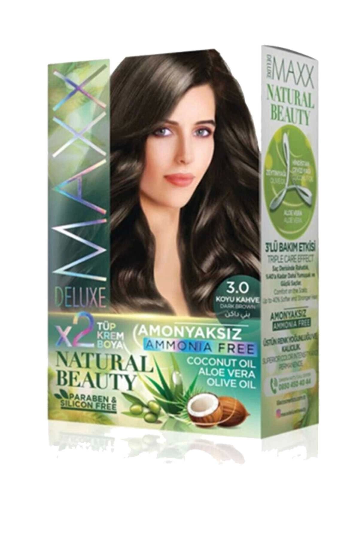 MAXX DELUXE Natural Beauty Amonyaksız Saç Boyası 3.0 Koyu Kahve