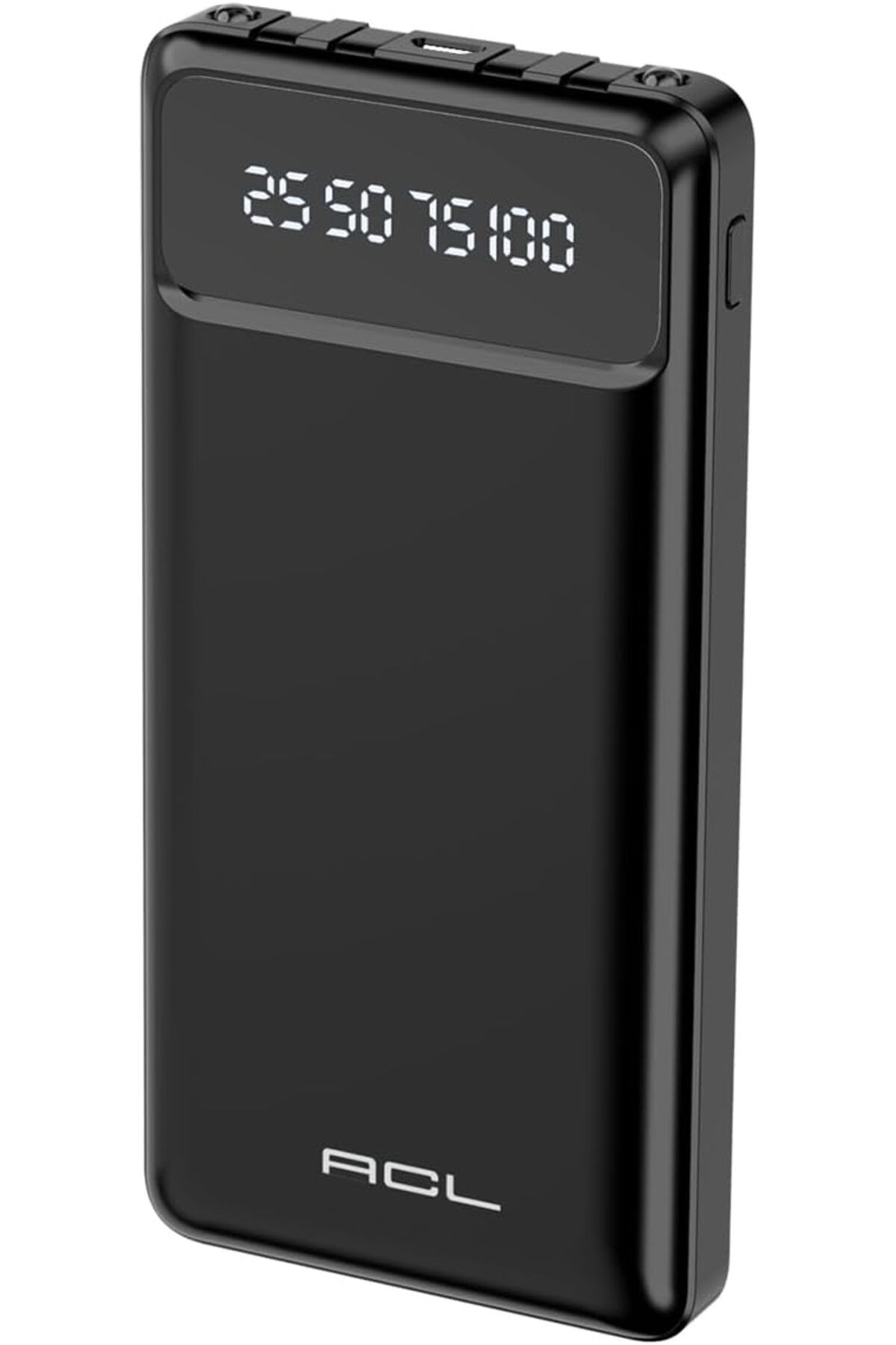 starnewstore Acl 10000 mAh Powerbank Göstergeli Powerbank Type C - Lightning - Micro USB - USB Kablolu Powerbank