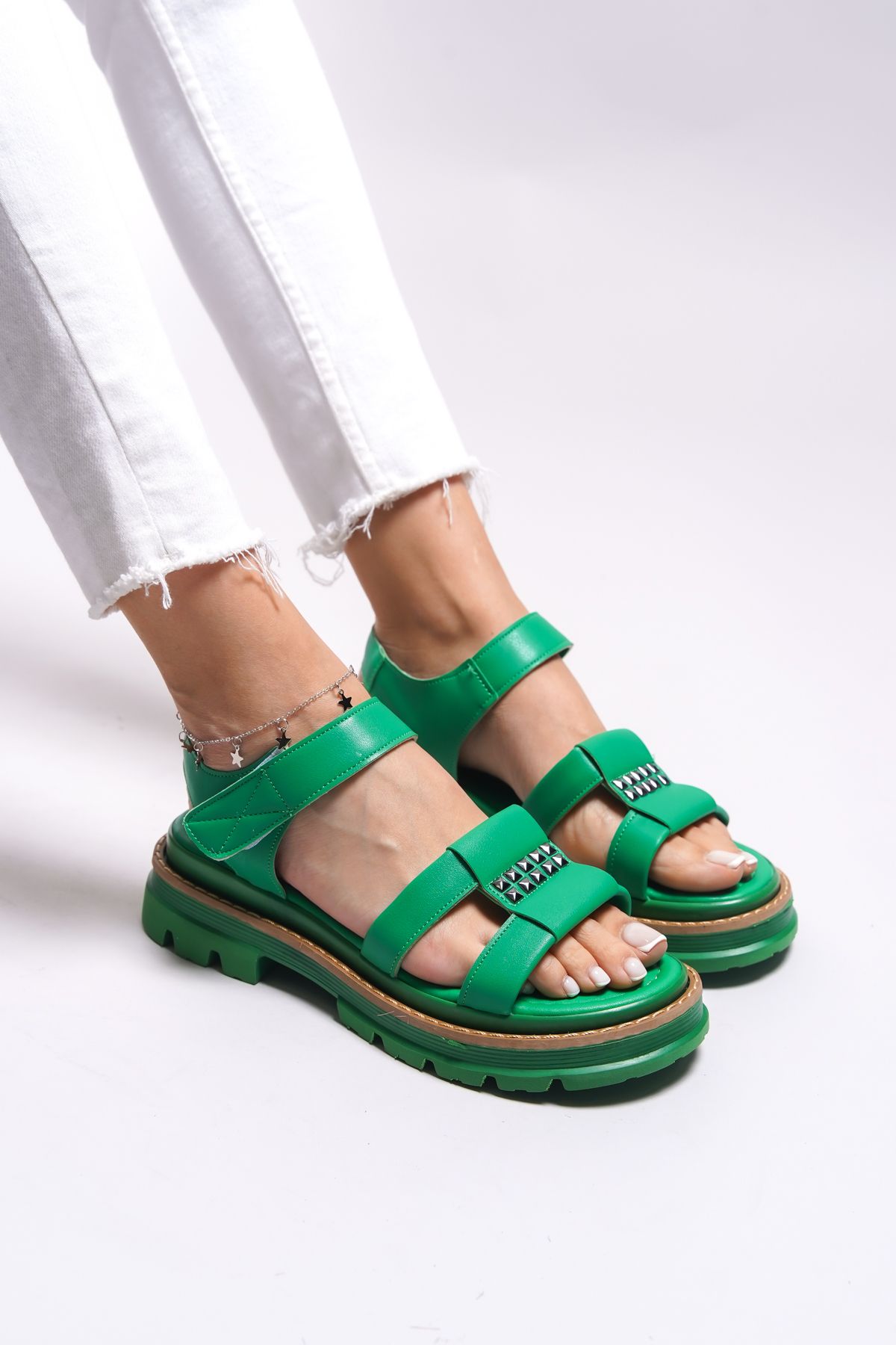 Riccon Derduhn Kadın Sandalet 0012715 Yeşil