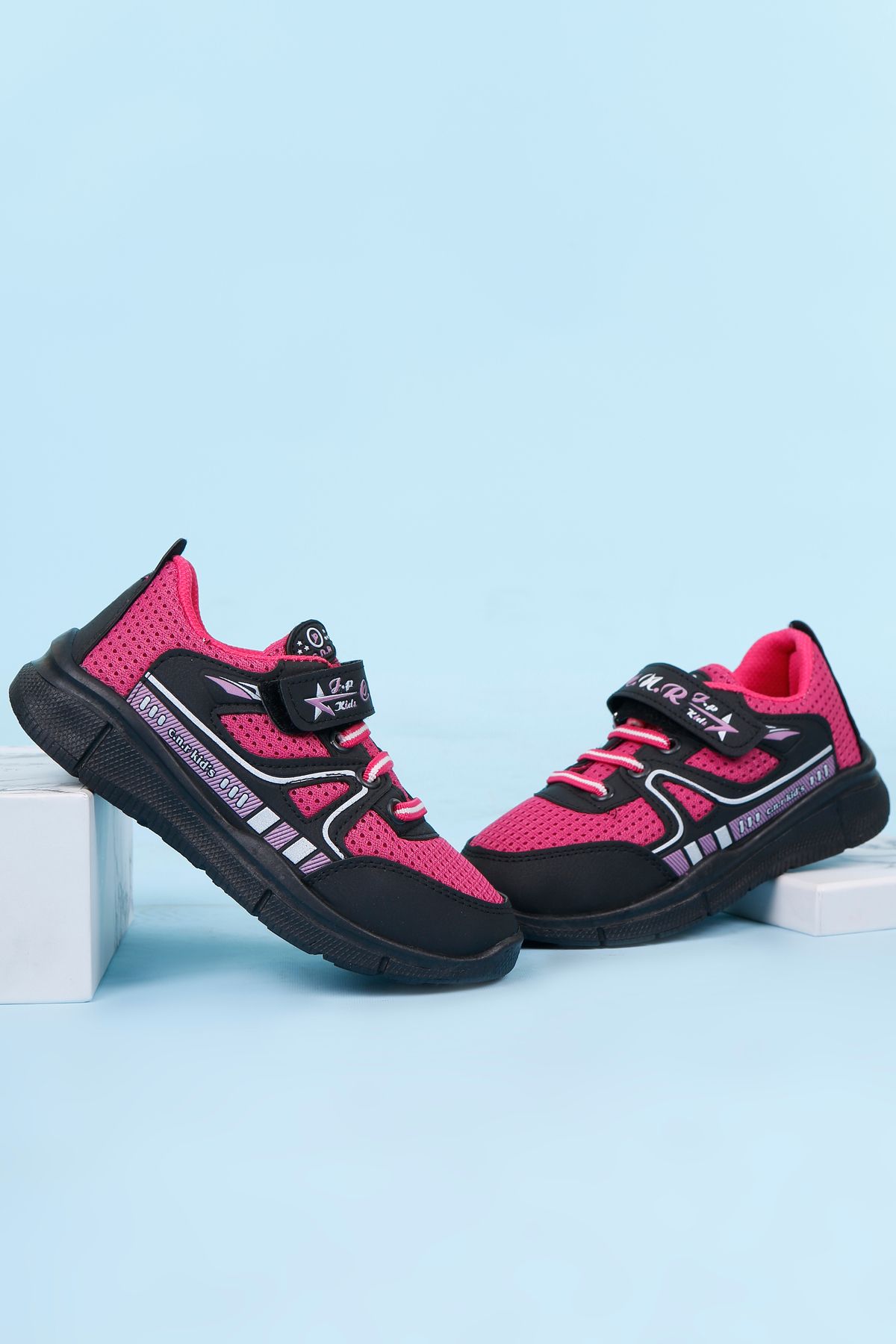 lord's ayakkabı Unisex Siyah-Pembe Çocuk Spor Ayakkabı Sneakers Ayakkabısı