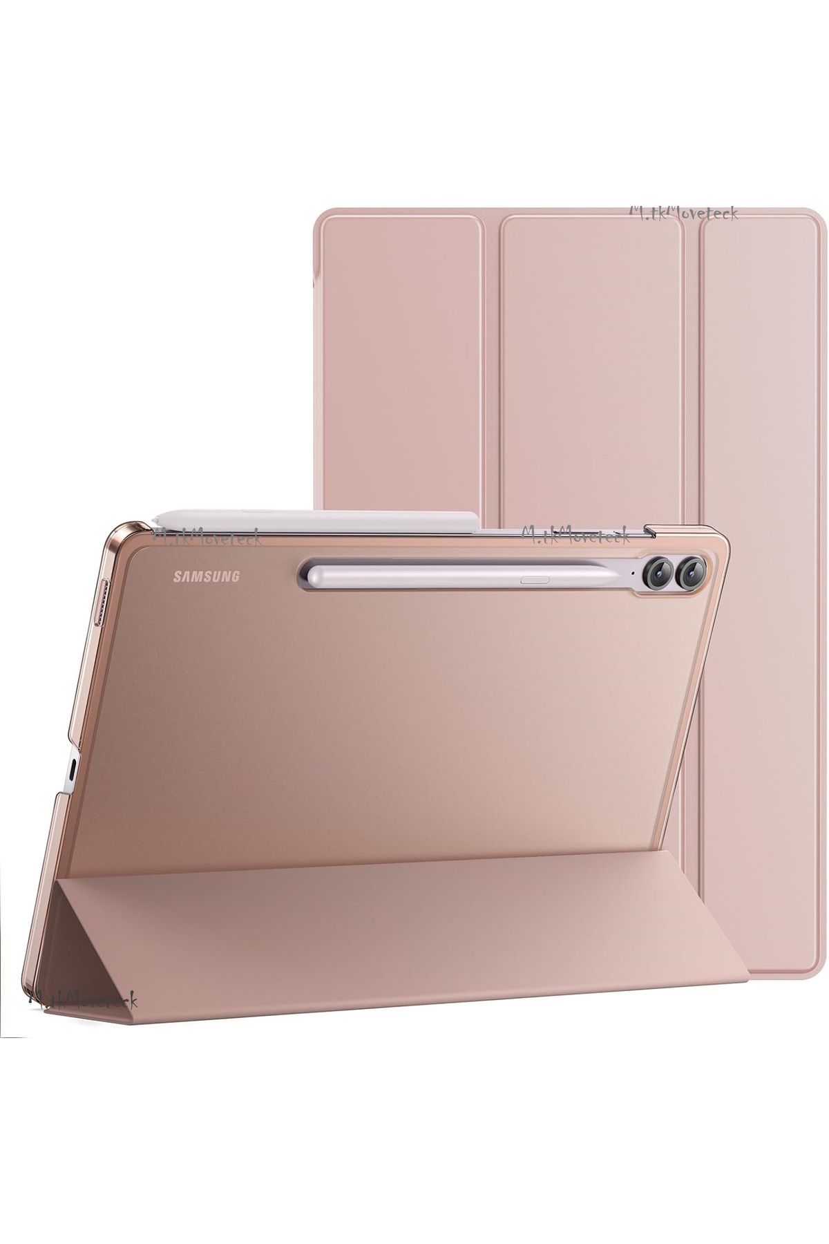 m.tk moveteck Samsung Galaxy Tab S9 Fe Plus 12.4" Kılıf Akıllı Smart Uyku Modlu Standlı Arkası Şeffaf Kapaklı X610