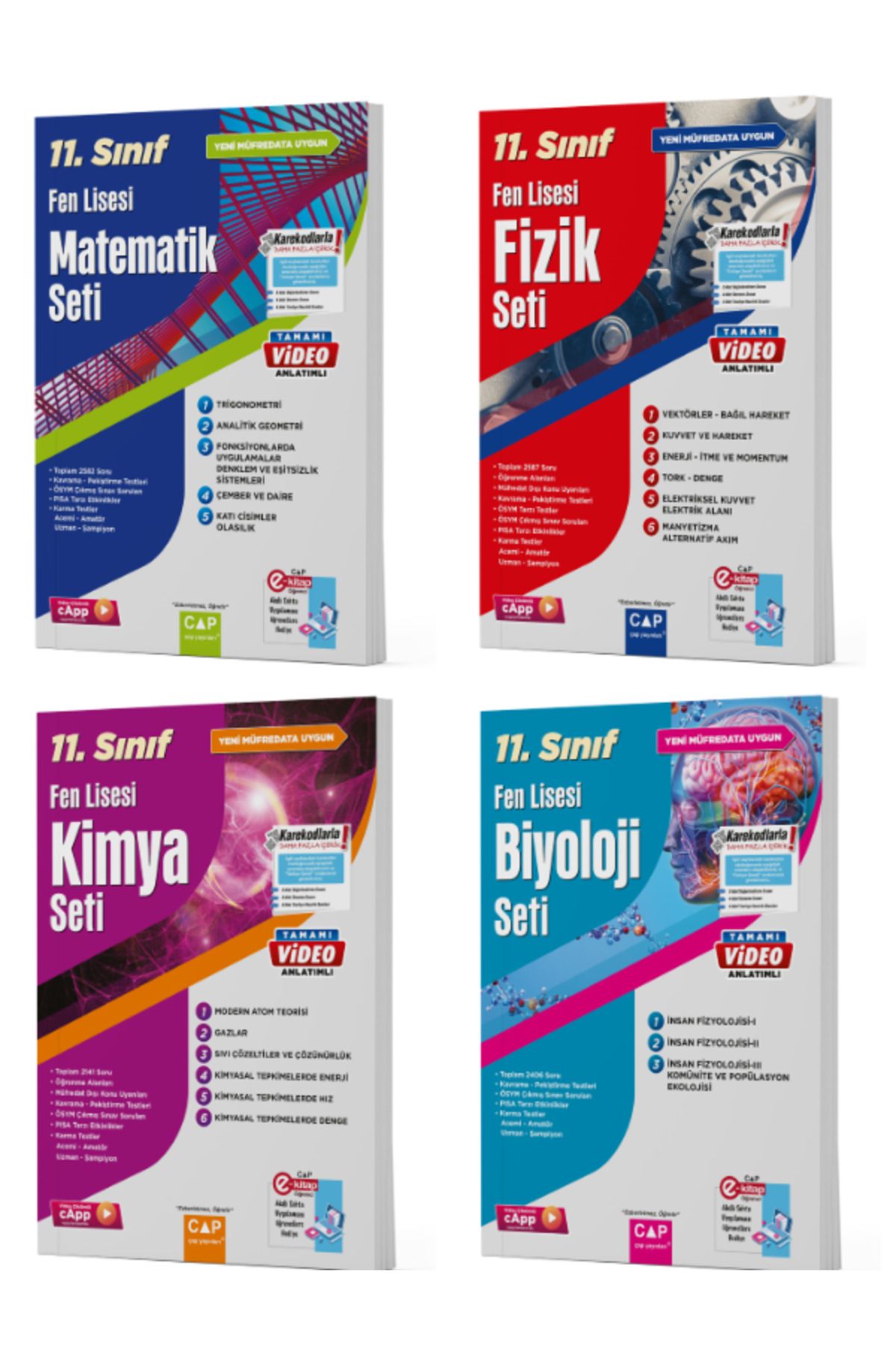 Çap Yayınları Çap 11. Sınıf Fen Lisesi Matematik Fizik Kimya Biyoloji Fasikül Konu Anlatım Seti