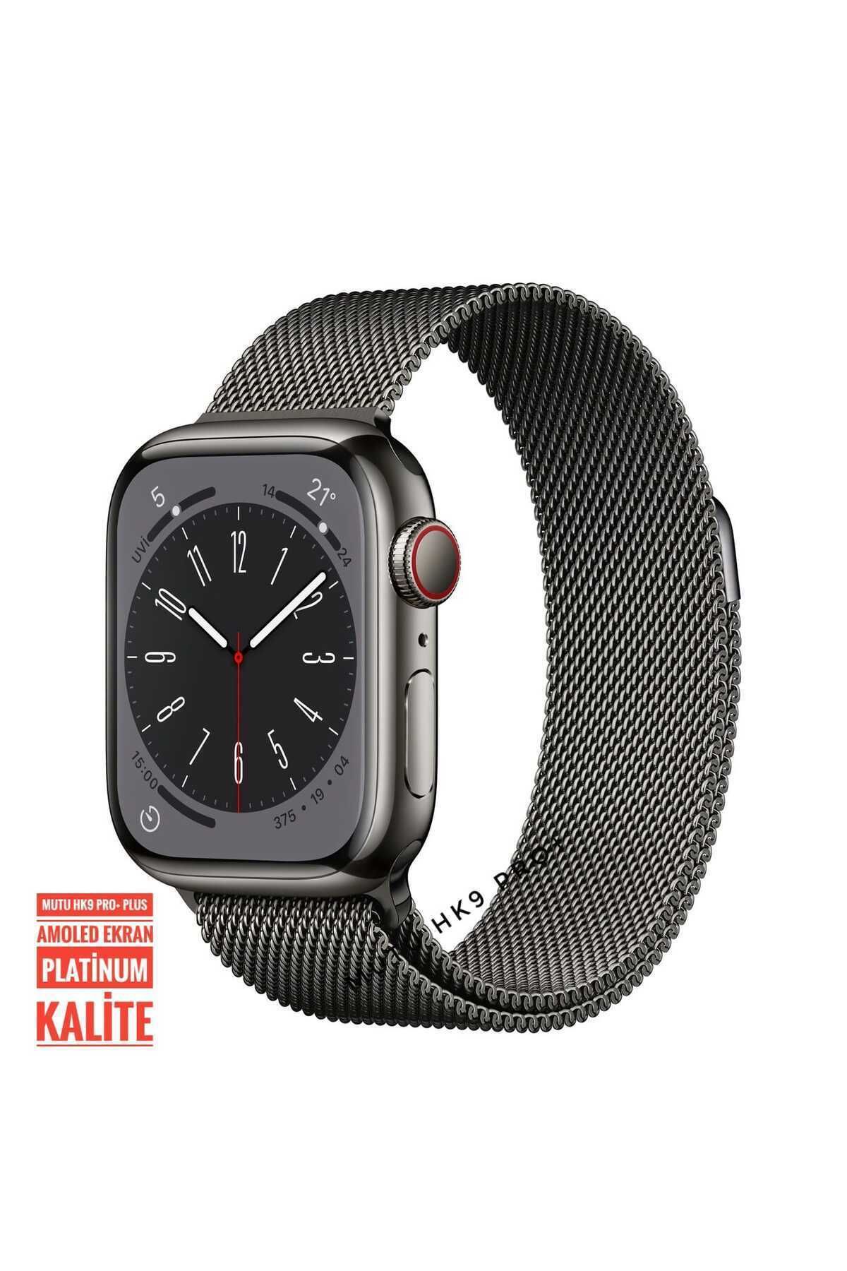 MUTU Hk9 Pro Plus Platinum Orijinal Son Versiyon Watch 9 Amoled Ekran Akıllı Saat Smartwatch (3 Kordon)