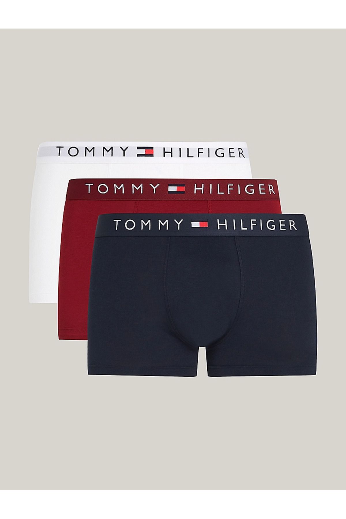 Tommy Hilfiger Erkek Marka Logolu Elastik Bantlı Pamuklu Günlük Kullanıma Uygun Lacivert-kırmıızı-beyaz Boxer Um0um