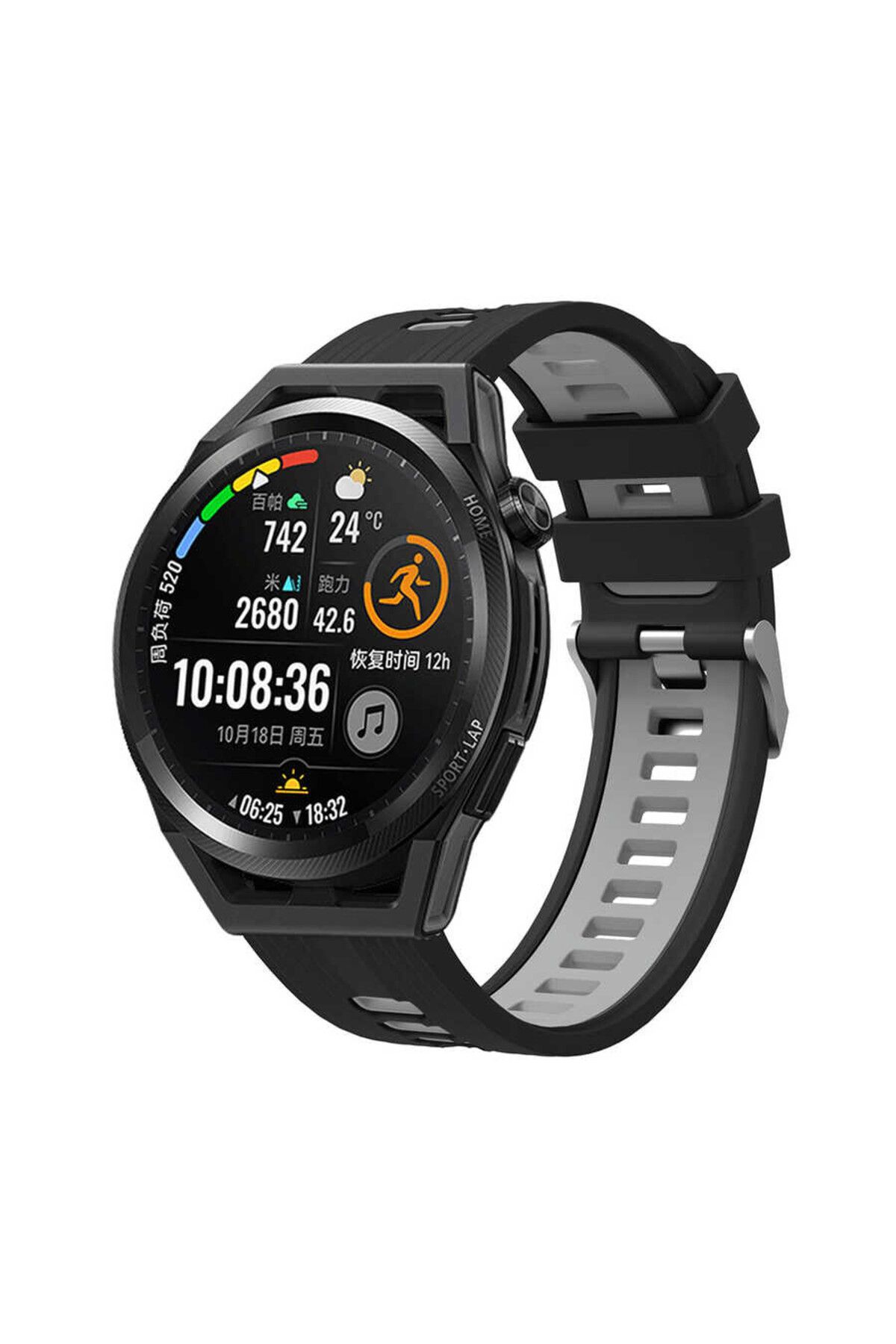 Pilanix Motorola Moto Watch 100 20 MM İçin Çift Katmanlı 2 Renkli Ayarlanabilir Silikon Kayış-Kordo