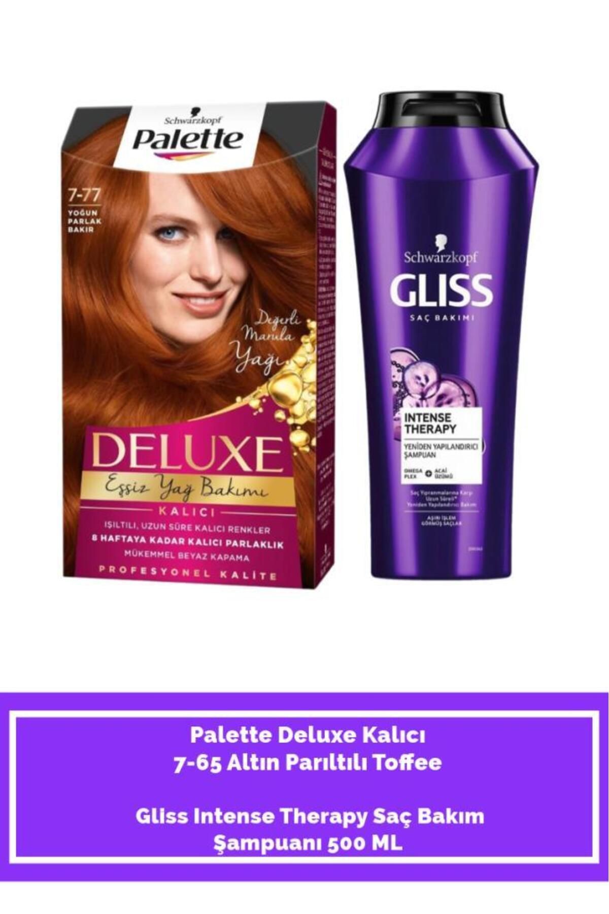 Palette Deluxe 7-77 Yoğun Parlak Bakır+ Gliss Intense Therapy Saç Bakım Şampuanı 500 ML