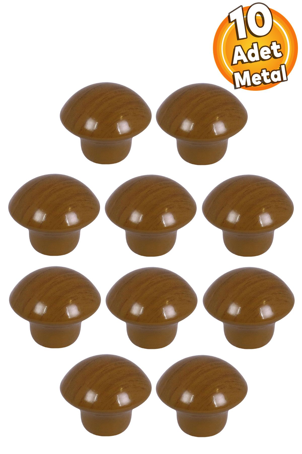 Badem10 Mantar Düğme Mobilya Mutfak Çekmece Dolap Dolabı Kapak Kulbu Kulpu Kulpları Meşe Renk Metal 10 Adet