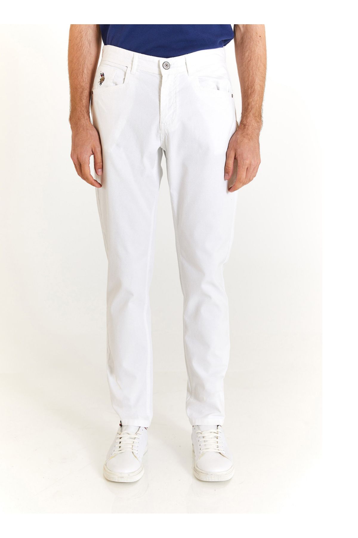 U.S. Polo Assn. U.S. Polo Assn. Normal Bel Normal Paça Slim Fit Beyaz Erkek Pantolon MICHES.