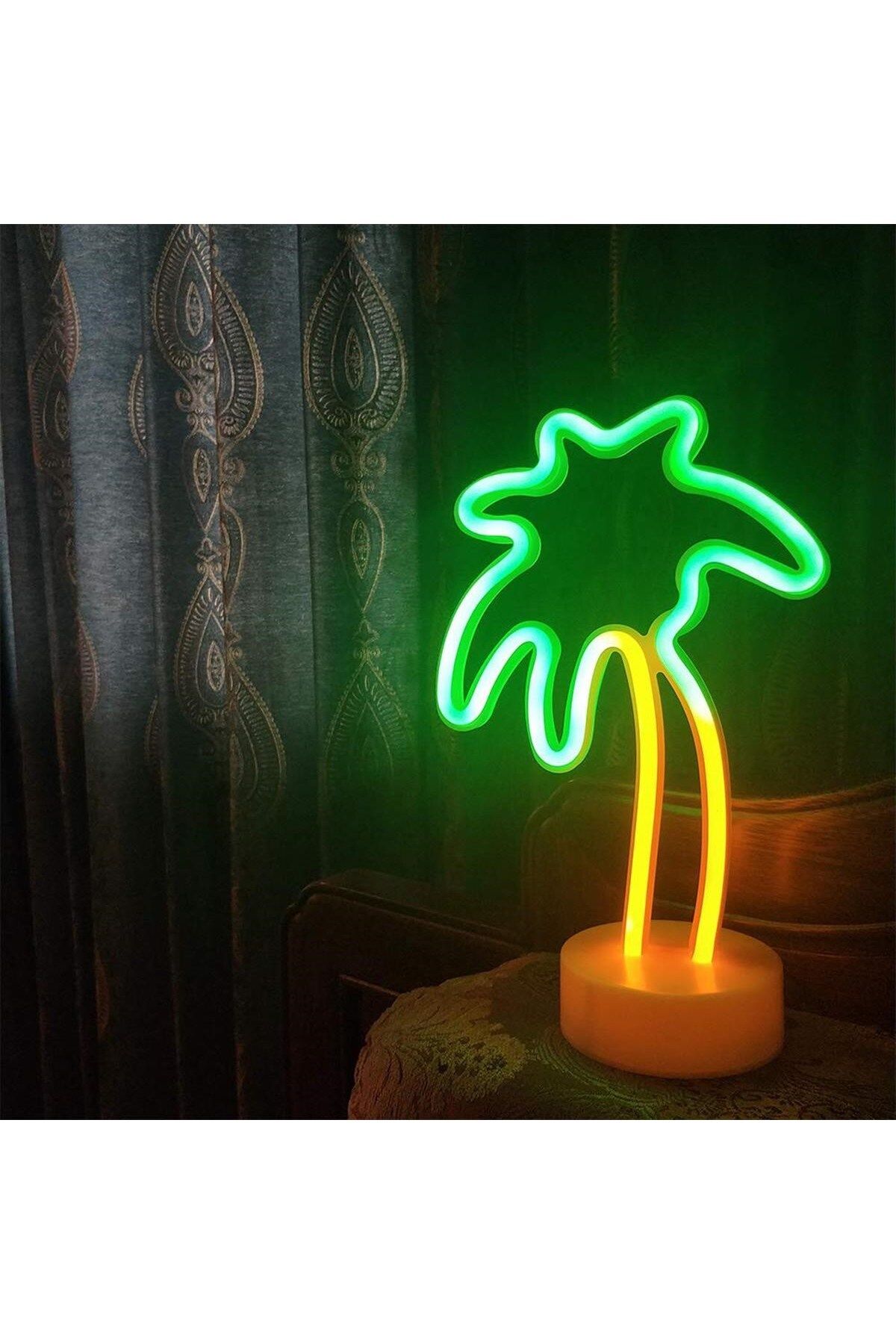 SkyGOO Palmiye Model Neon Led Işıklı Masa Lambası Dekoratif Aydınlatma Gece Lambası