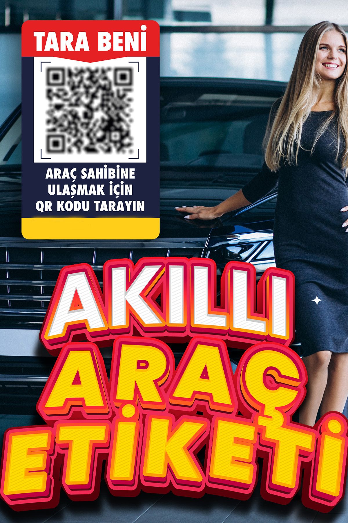 Tarabeni Araç Karekod Cam Etiketi (QR KOD KİMLİK - ARAÇ NUMARATÖRÜ - QR CODE STİCKER - KAREKOD CAM ETİKET)