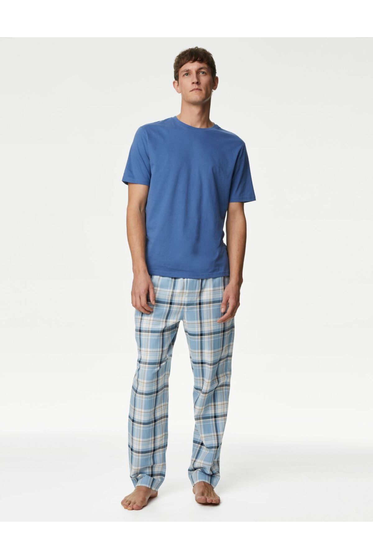 Marks & Spencer Saf Pamuklu Ekose Desenli Pijama Altı