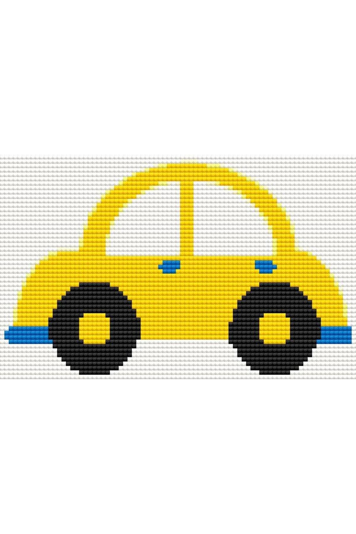 MOVAS Sanat Sarı Araba | Mozaik Sticker | 20x12 | E20203889