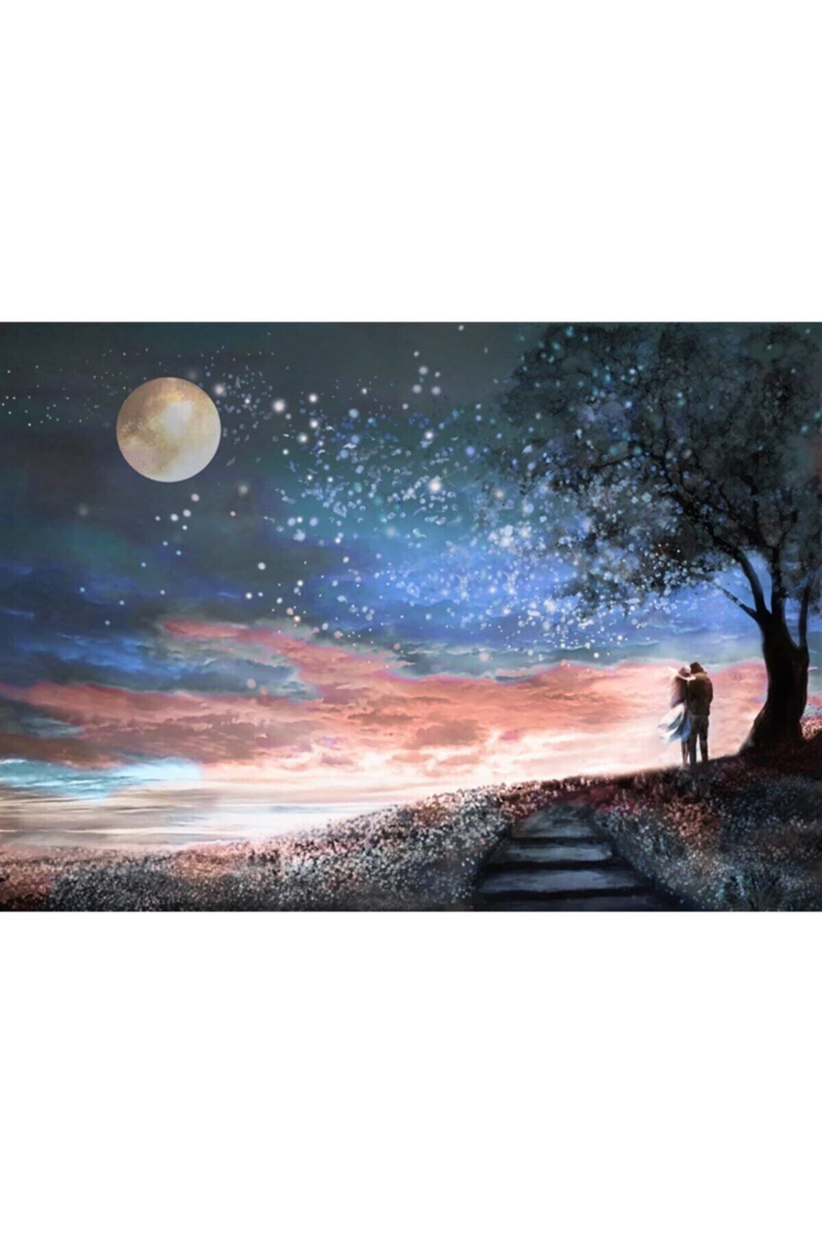 MOVAS Sanat Gece Gökyüzü Ve Samanyolu | Elmas Mozaik Tablo | Mozaik Puzzle | 53x38 | E2020321