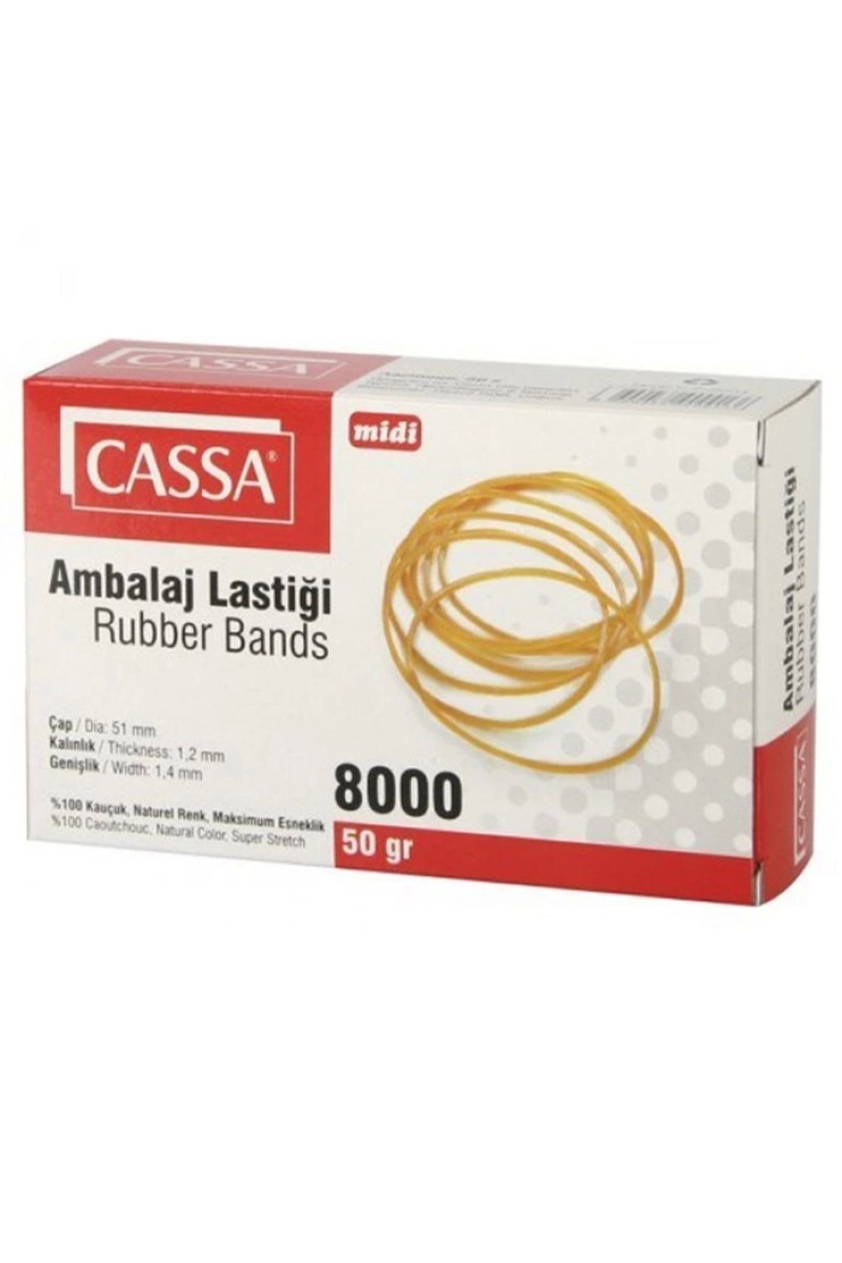 Cassa 'CASSA (% 100) Kauçuk Ambalaj Lastiği - 50 Gr. - Midi ( 4 Kutu )
