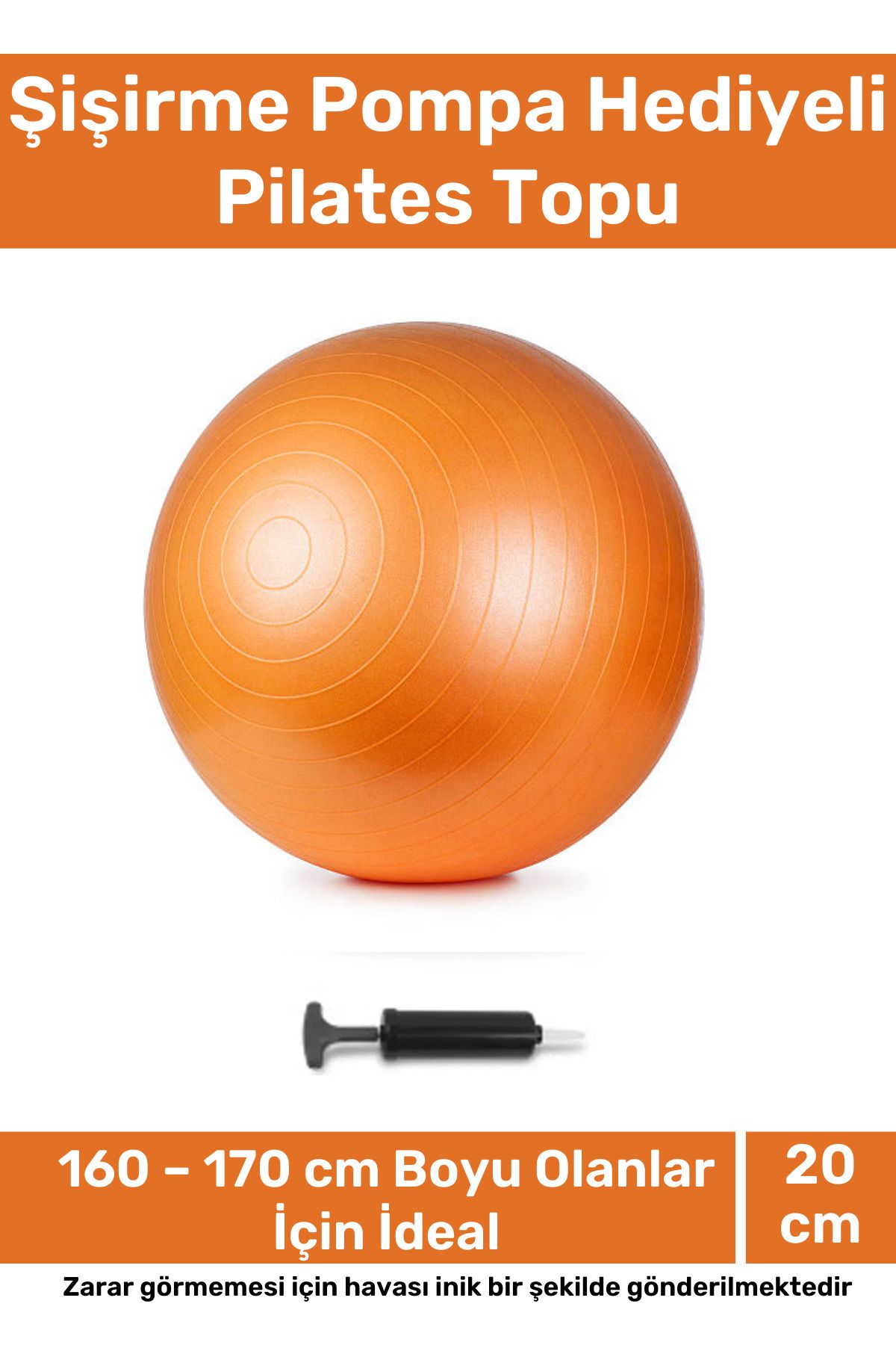Genel Markalar Profesyonel Seri Dayanıklı Yüksek Kalite Mini Gymball 20cm Turuncu Pilates Topu Şişirme Pompa Hediye