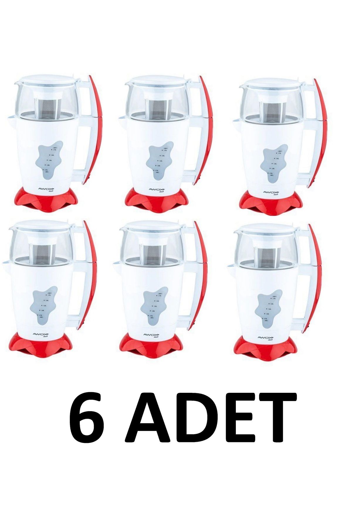 AWOX (6 ADET ) Dual Elektrikli Çay Makinesi Çaycı Büyük Cam Demlikli