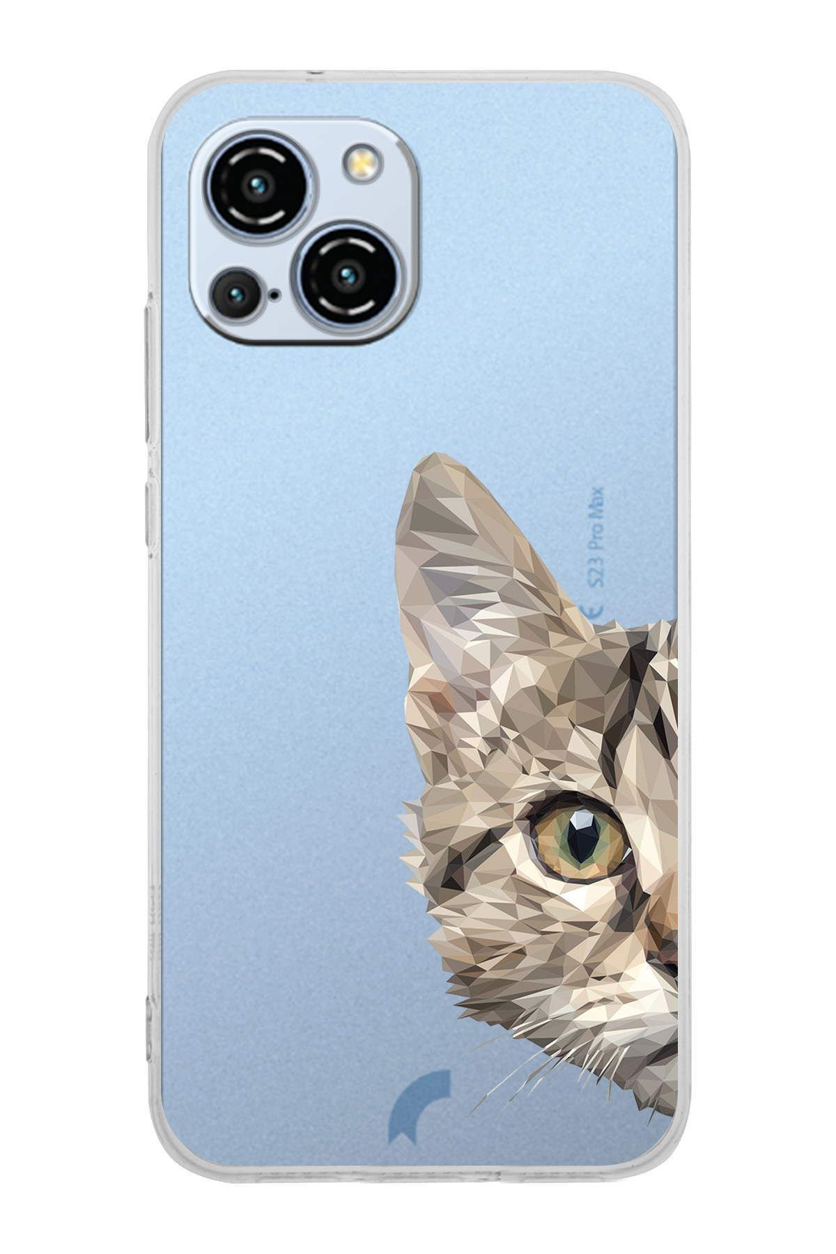 PrintiFy Reeder S23 Pro Max Uyumlu Kamera Korumalı Catface Tasarımlı Şeffaf  Silikon Kılıf