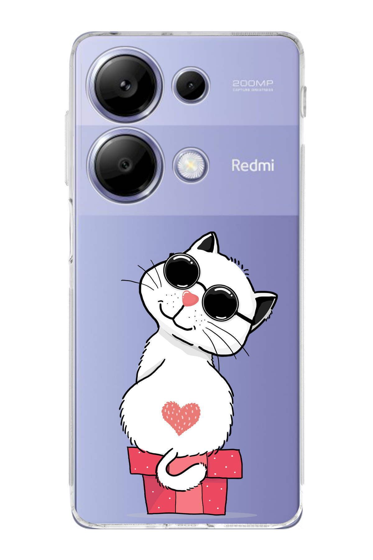 PrintiFy Xiaomi Redmi Note 13 Pro 4G Uyumlu Kamera Korumalı Coolcat Tasarımlı Şeffaf  Silikon Kılıf