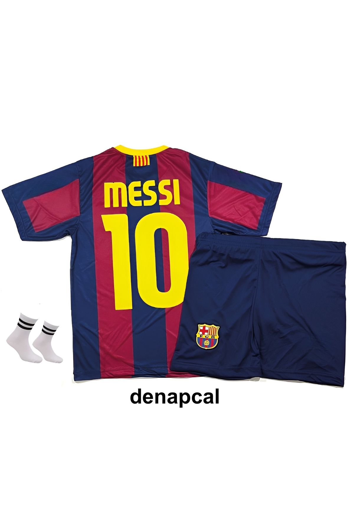 DENAPCAL Messi Barcelona 10 Nostalji 2011 London Şampiyonlar Ligi Finali 3'lü Çoçuk Futbol Forma Seti