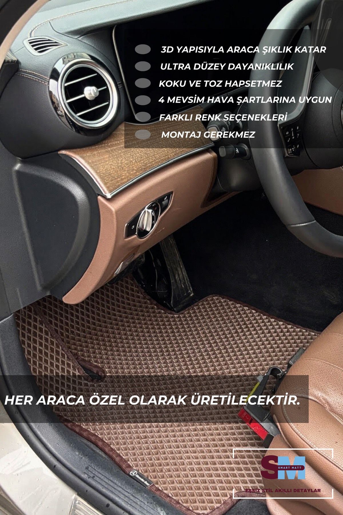 SMART MATT Opel Astra J Sedan Havuzcuklu Yeni Nesil Araca Özel Akıllı Oto Paspas Havuzlu Araba Paspas