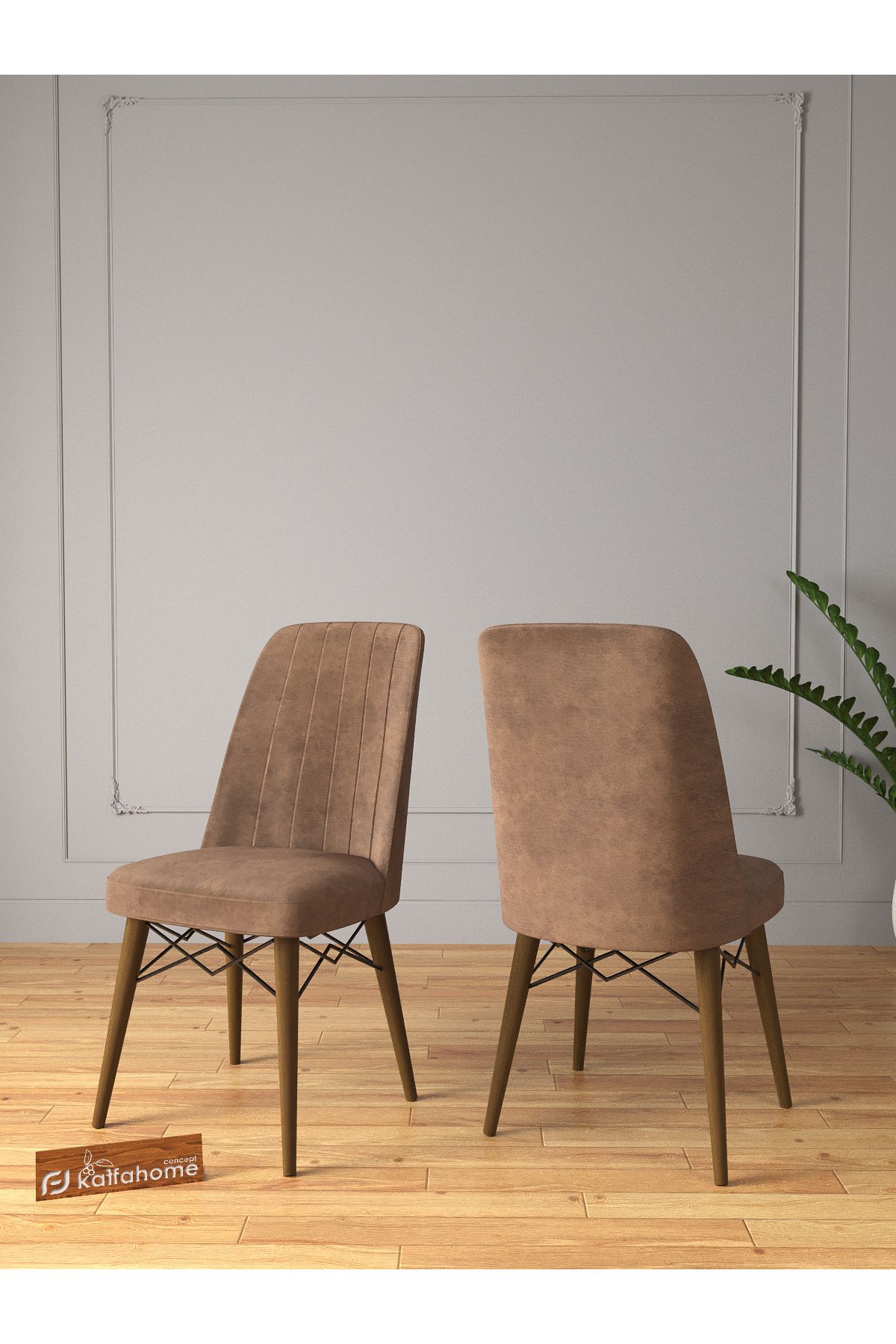 Kaffahome Aras Serisi ,1 Adet Silinebilir Nubuk Kumaş , Sandalye , Mutfak Sandalyesi - Kahverengi
