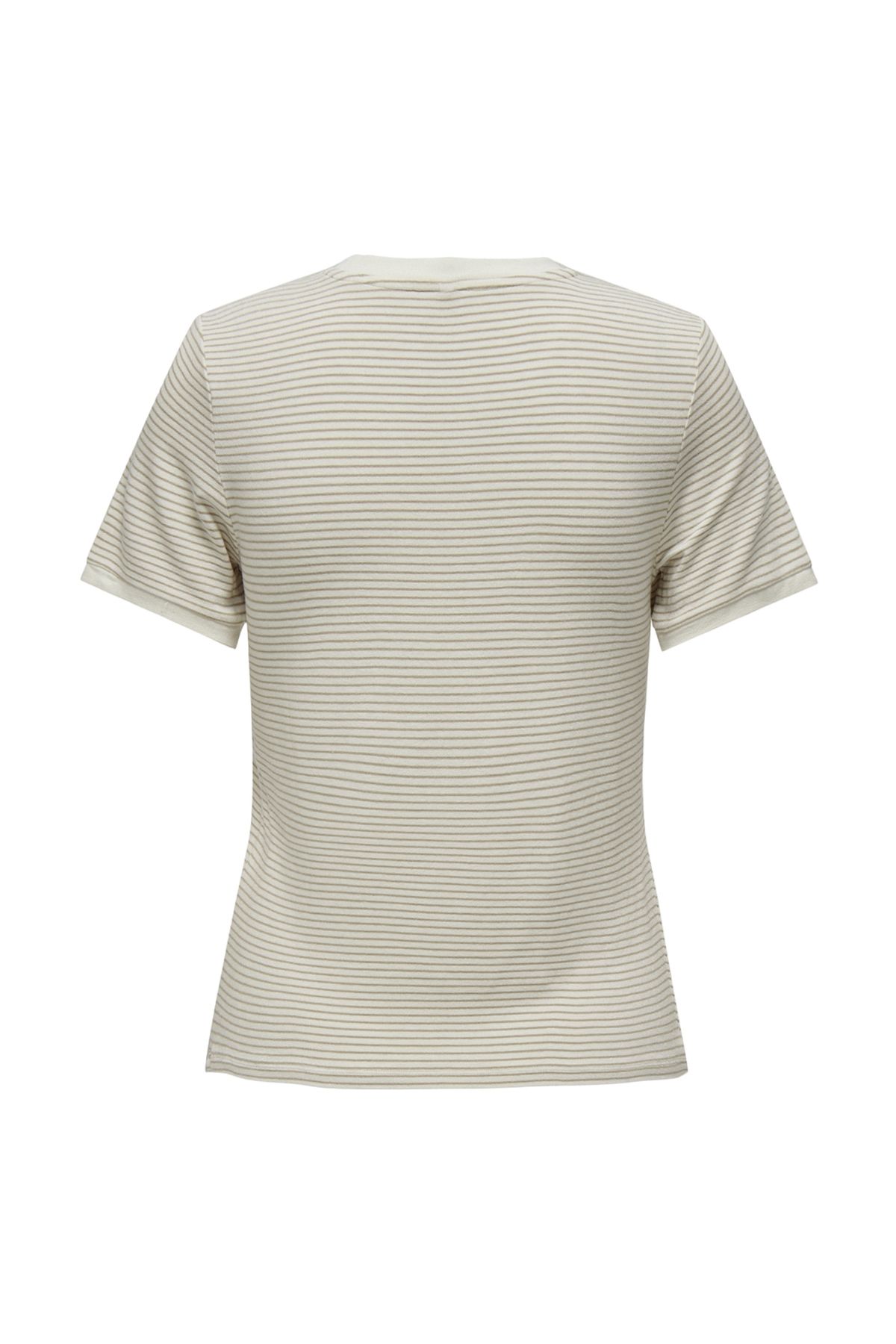 Only O Yaka Çizgili Beyaz Kadın T-Shirt ONLTINE S/S O-NECK TOP JRS