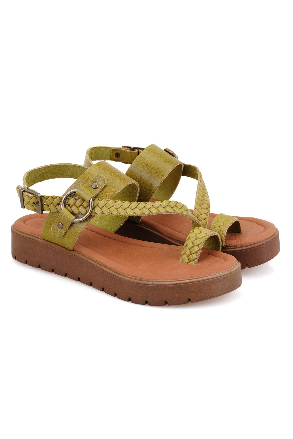 Desa Reiner Yeşil Kadın Ayarlanabilir Tokalı Deri Sandalet