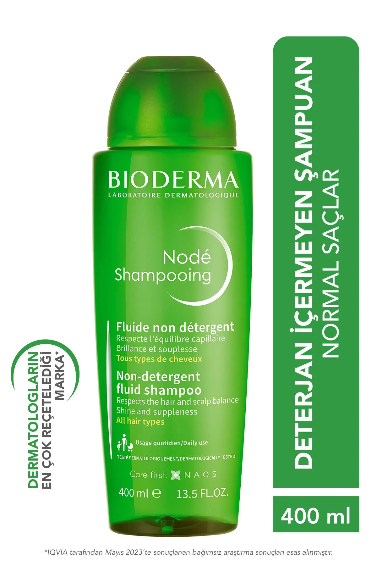 Bioderma Nodé Fluid Shampoo Tüm saç tipleri için sık kullanıma uygun akışkan formüllü şampuan 400 ML