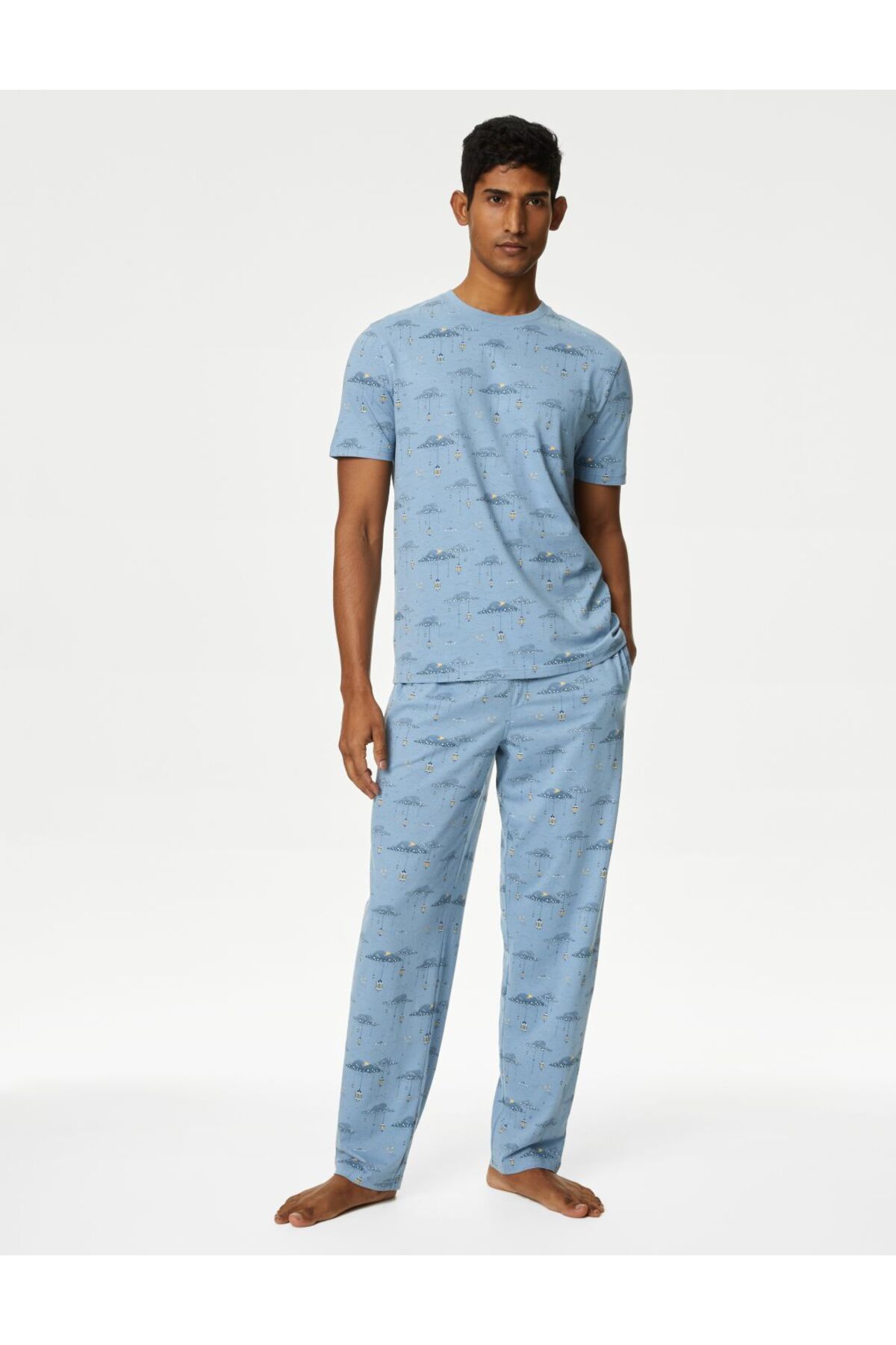 Marks & Spencer Saf Pamuklu Desenli Pijama Takımı