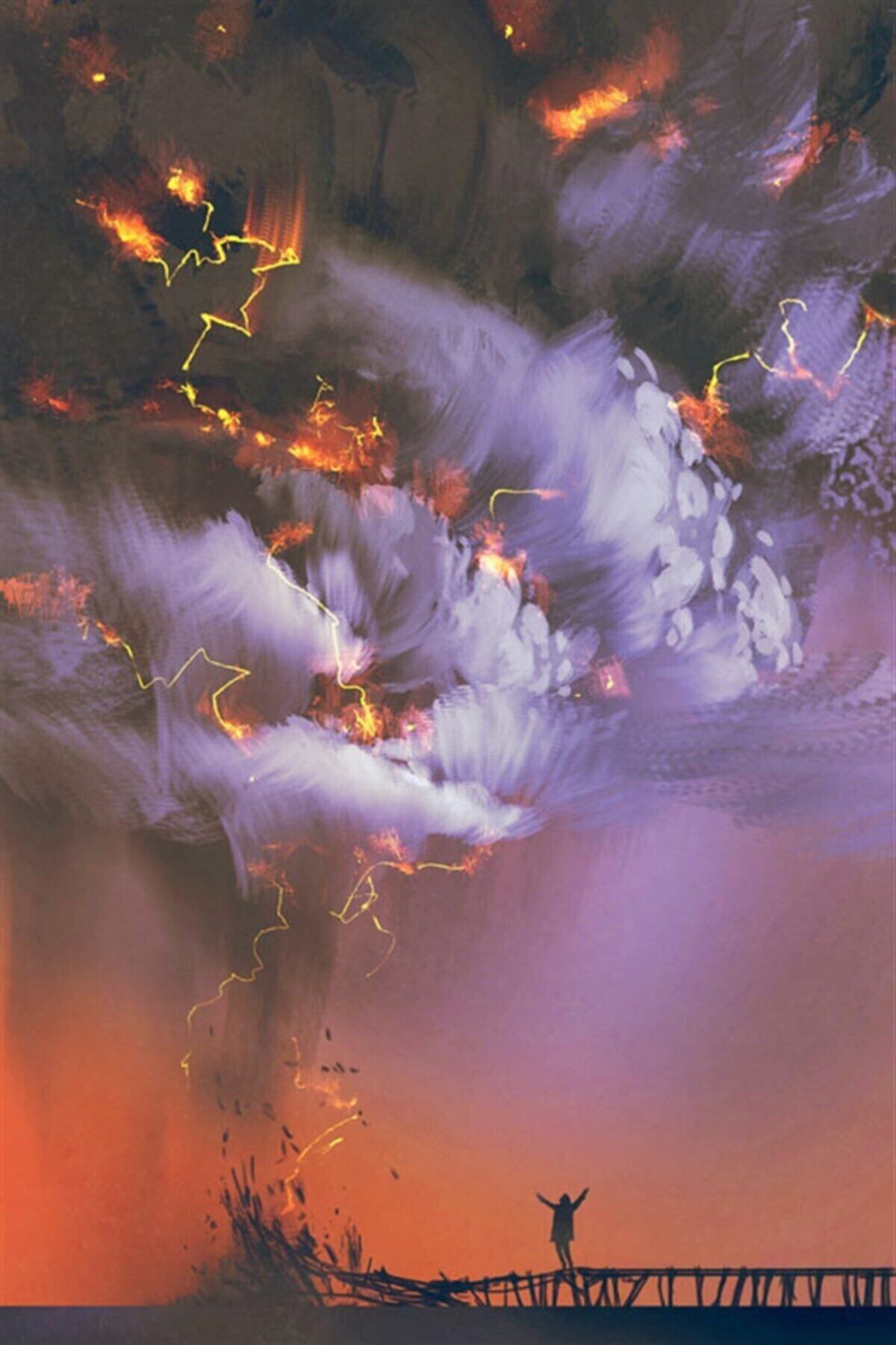 MOVAS Sanat Bulutlar, Fırtına Ve Iskelede Bir Adam | Elmas Mozaik Puzzle | 48x72 | E2020087