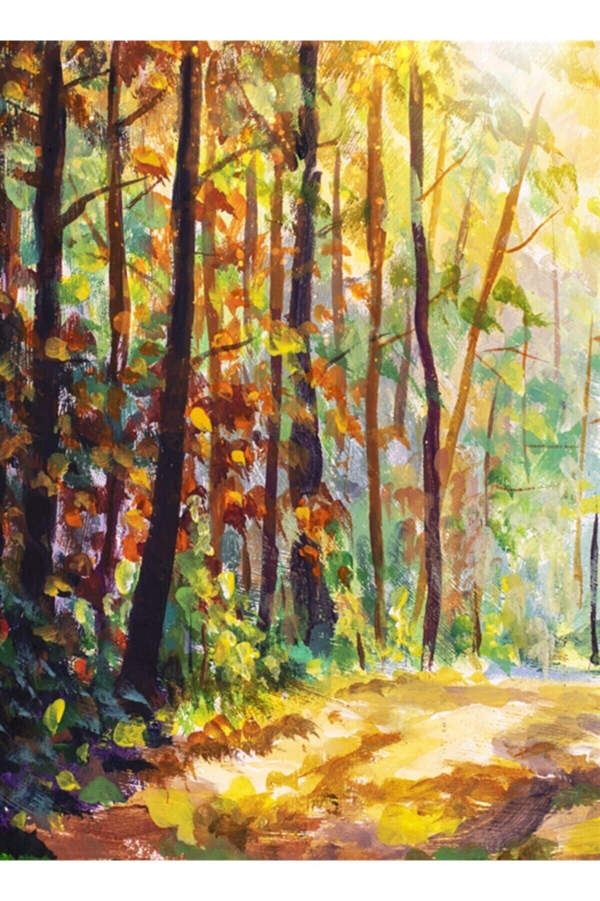 MOVAS Sanat Güneşli Sonbaharda Orman Manzarası | Elmas Mozaik Puzzle | 50x69 | E2020161