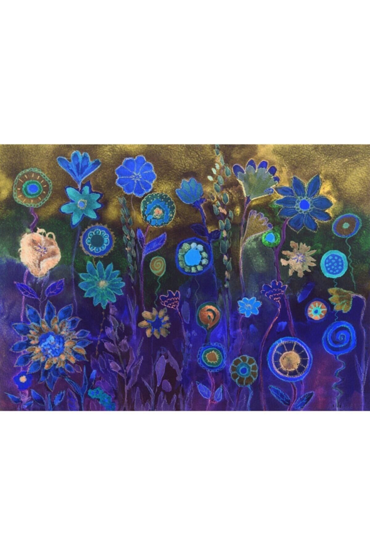 MOVAS Sanat Mavi Lolipoplar Ve Çiçekler | Elmas Mozaik Tablo | Mozaik Puzzle | 57x41 | E2020104