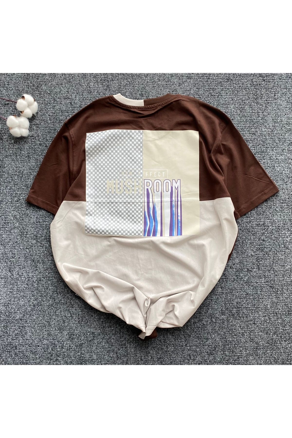 Retro Çift baskılı çift renk slimfit tshirt