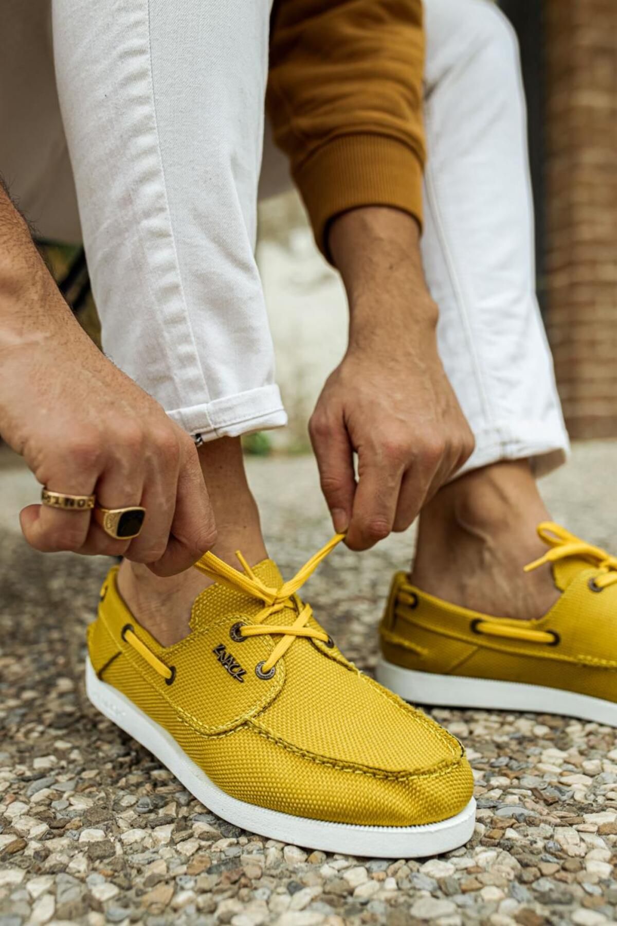 Mardel Store 008 Bağcıklı Ortopedik Taban Mevsimlik Erkek Günlük Klasik Keten Ayakkabı Sarı
