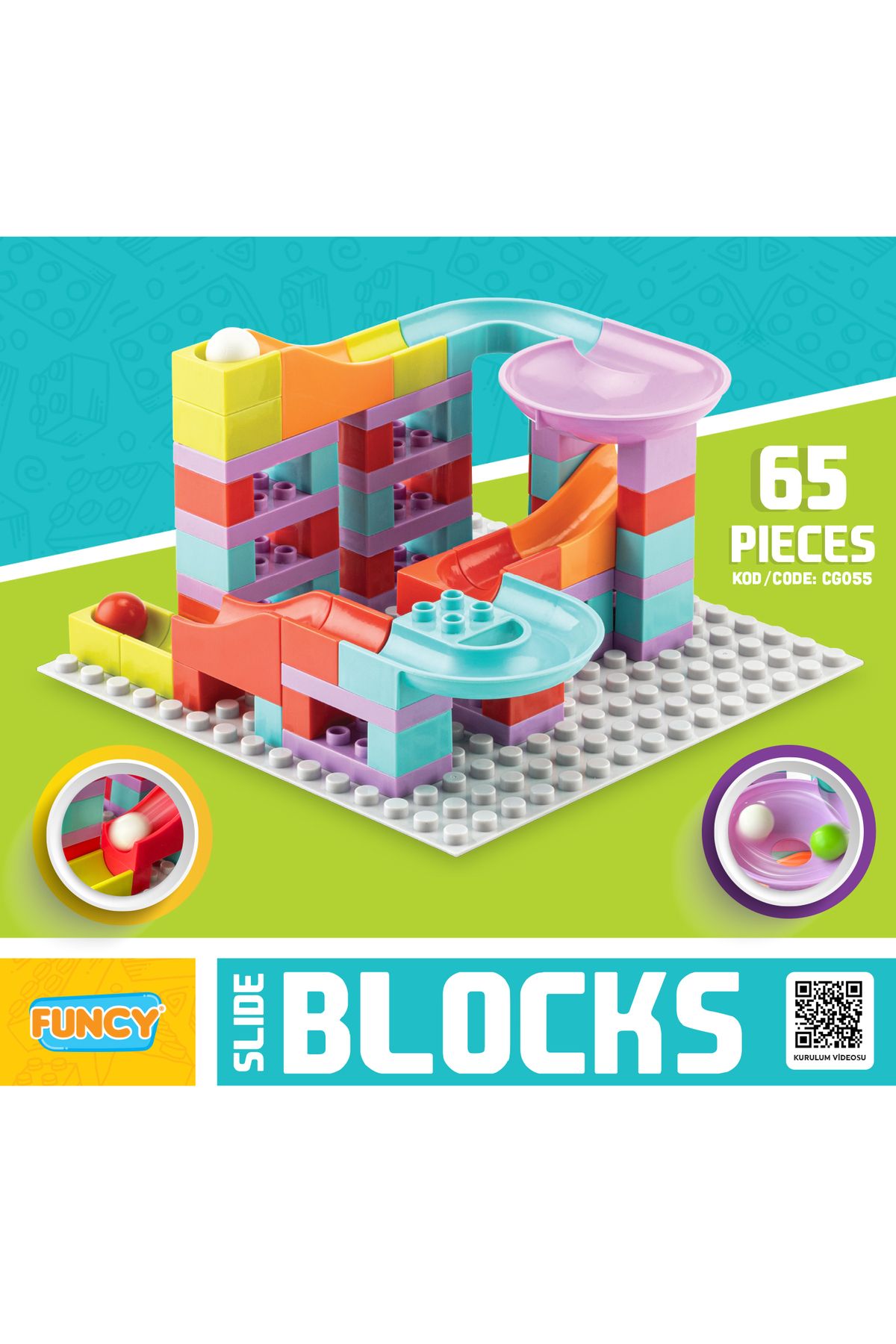 CREATİVE GAMES Slide Blocks 65 Parça LegoDuplo Uyumlu