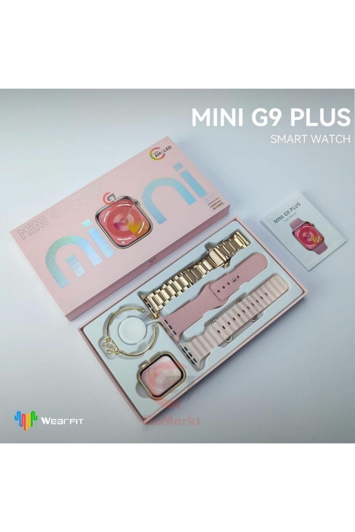 GoMarkt Mini G9 Plus Watch 9 41 mm Akıllı Saat 3 (Çelik, Ocean, Düz) Kordon ve Bileklik Hediyeli