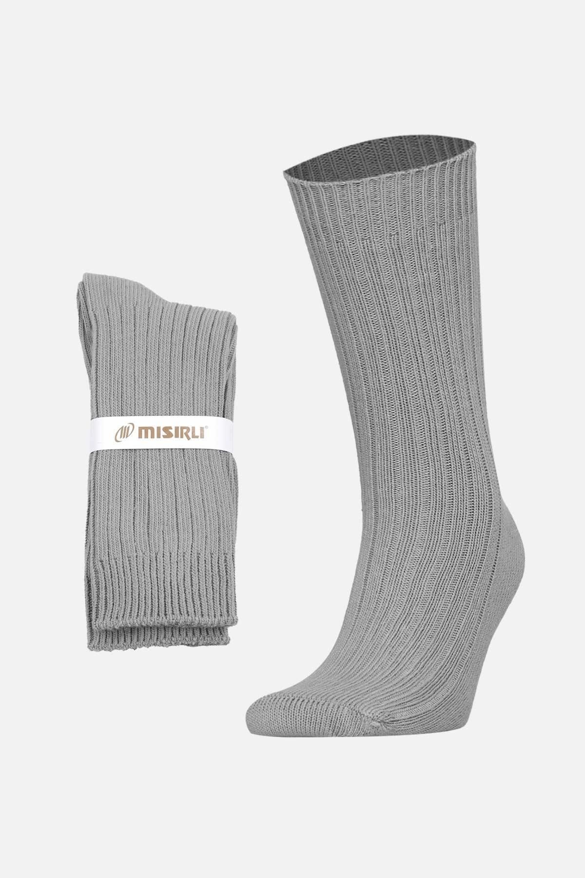 Mısırlı Unisex Pamuklu Bio Cotton Kışlık Gri Soket Çorap   M 3092A G