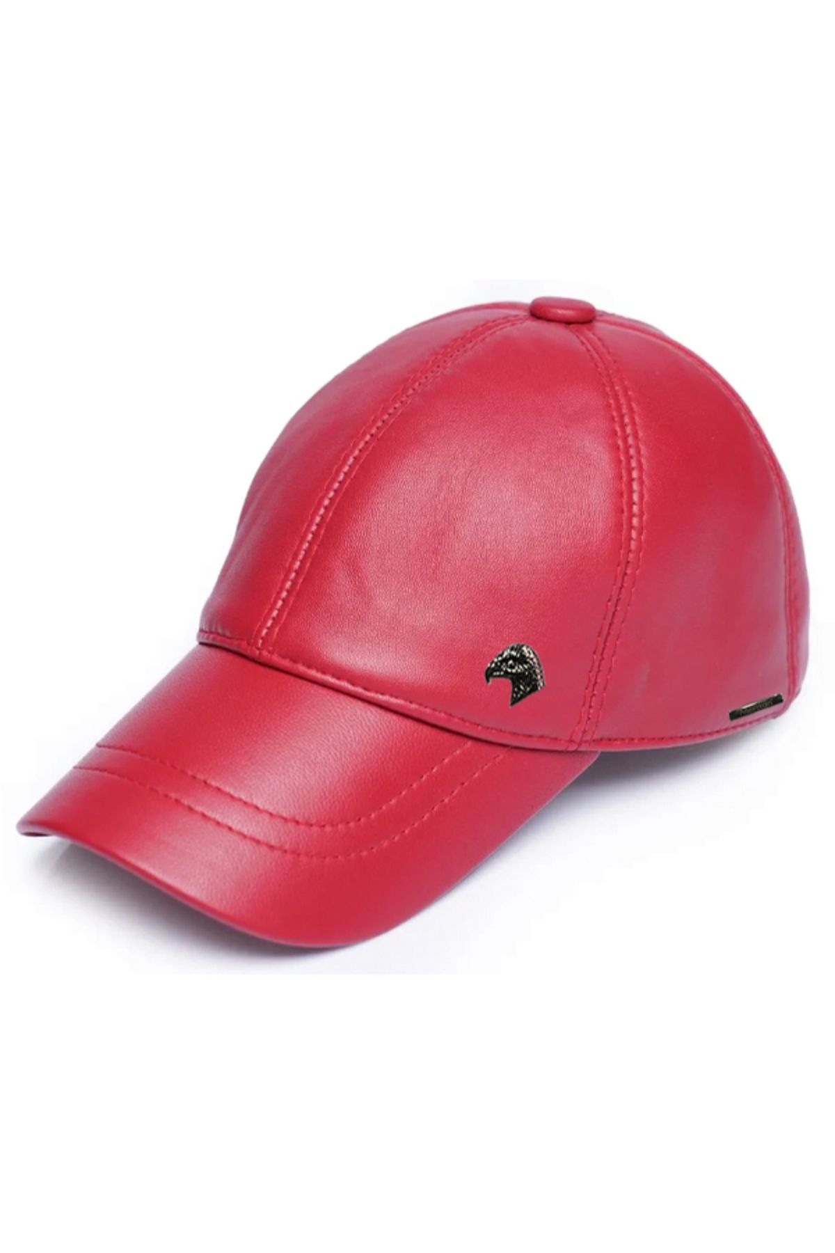 mertkan fur Kırmızı Unisex Deri Beyzbol Şapka